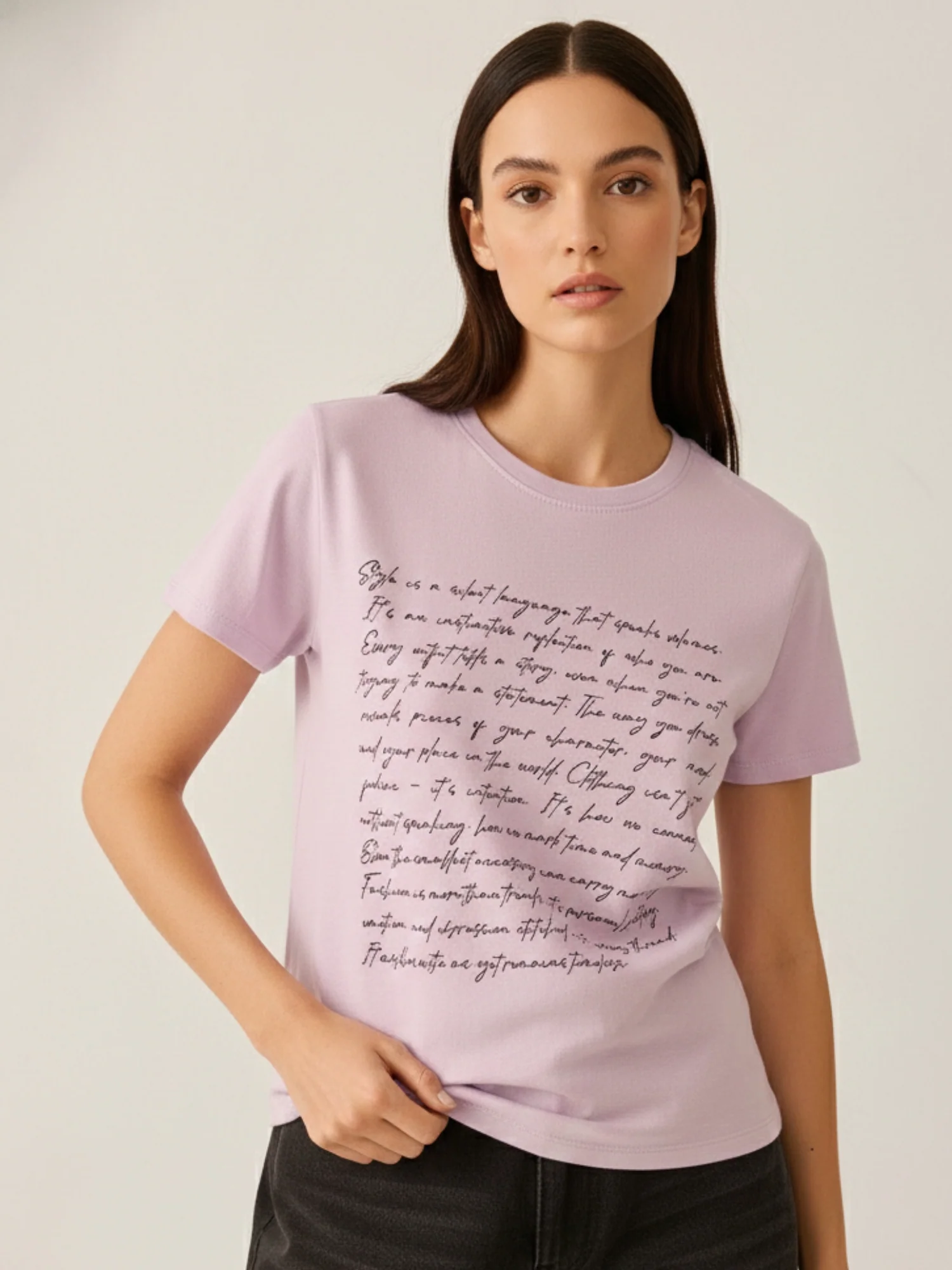 Lilac Regular Fit Graphic Tshirt - Image 3