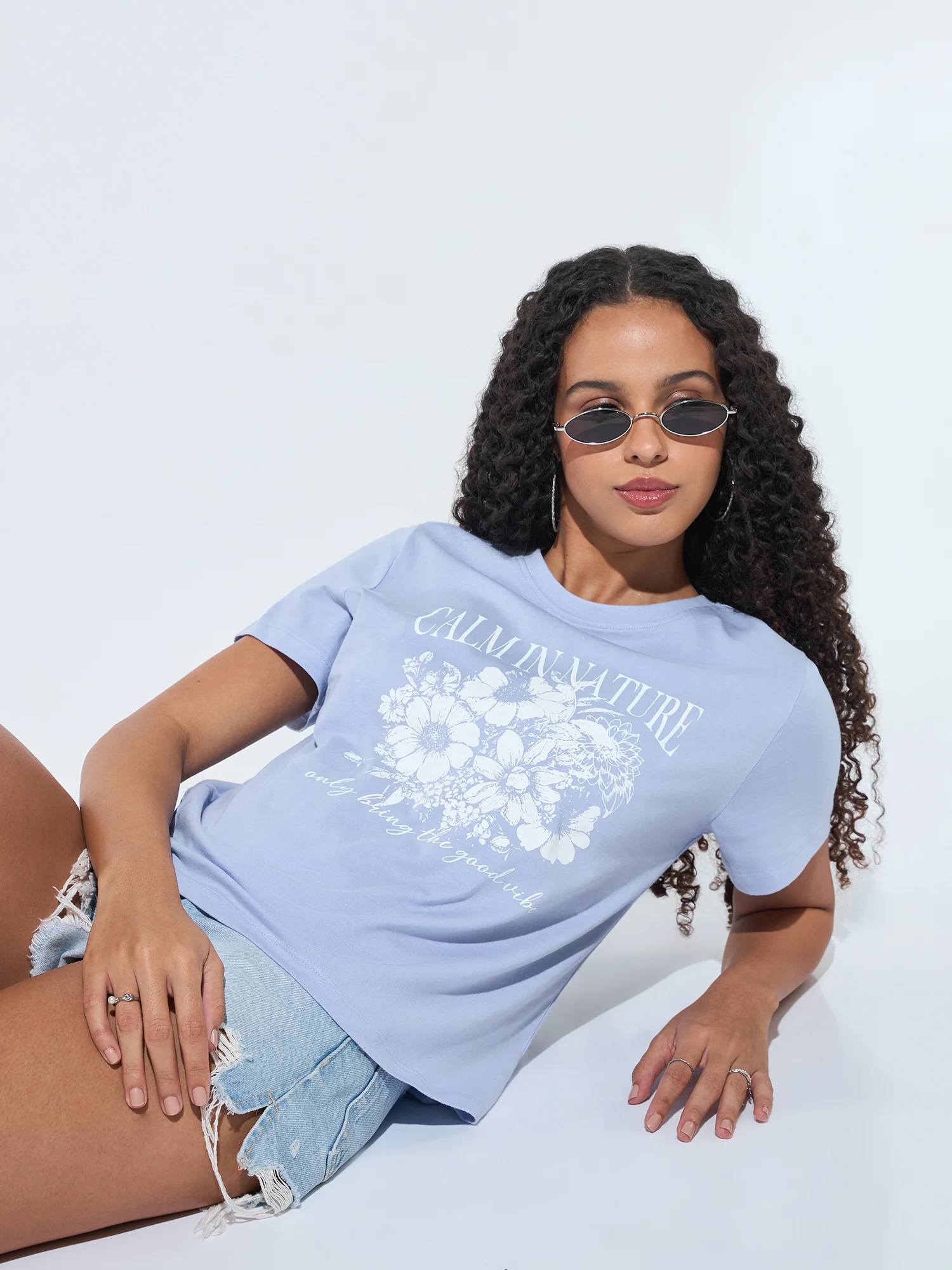 Lilac Short Sleeves Crew Neck T-Shirt - Image 5