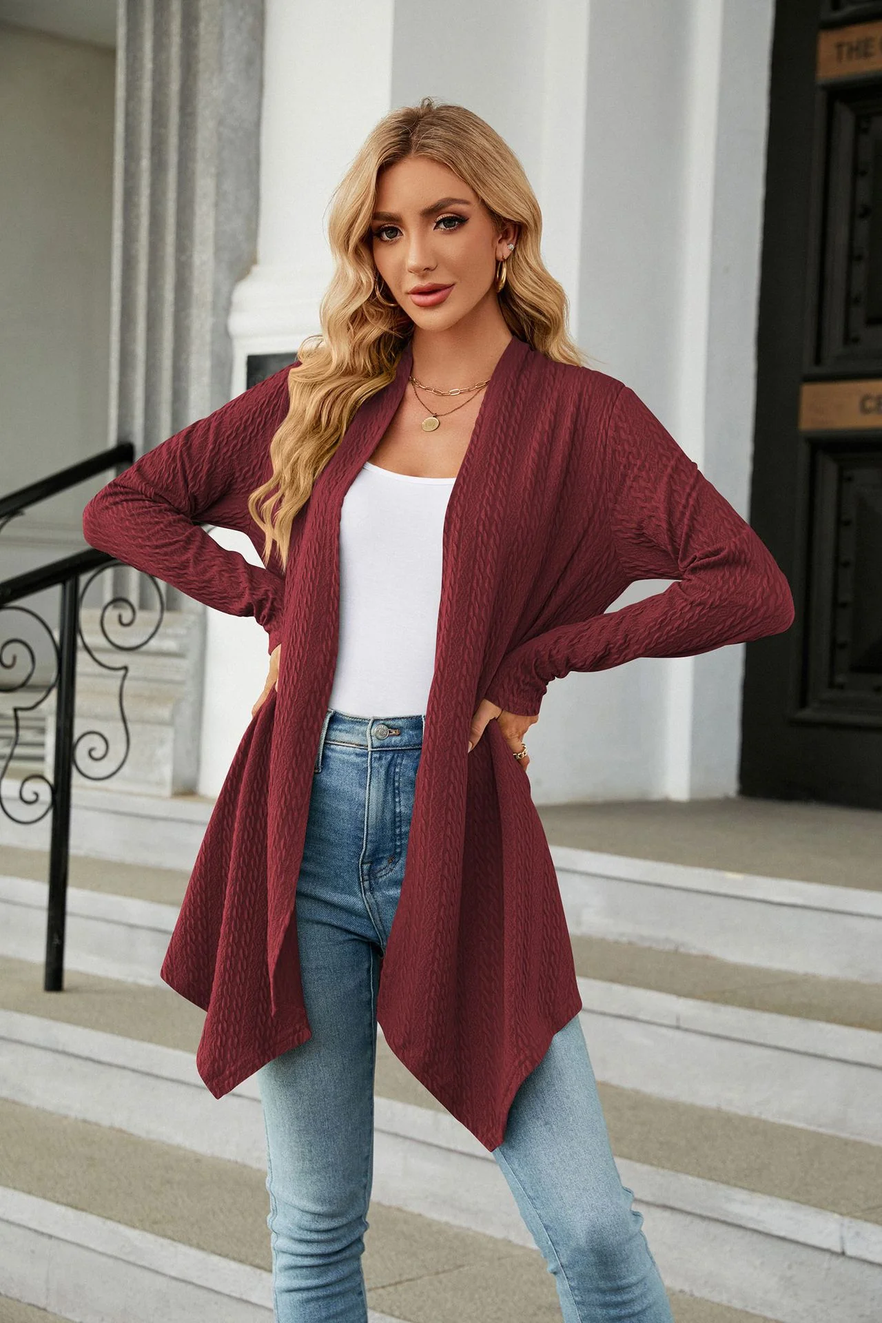 Maroon Full Sleeves Solid Shrug - Image 4