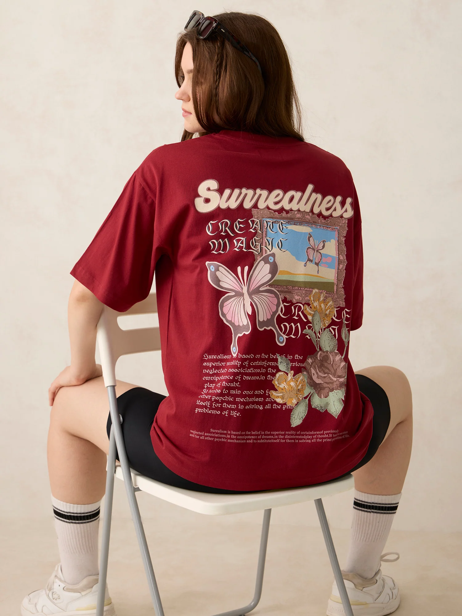 Maroon Graphic Oversized T-Shirt - Image 6