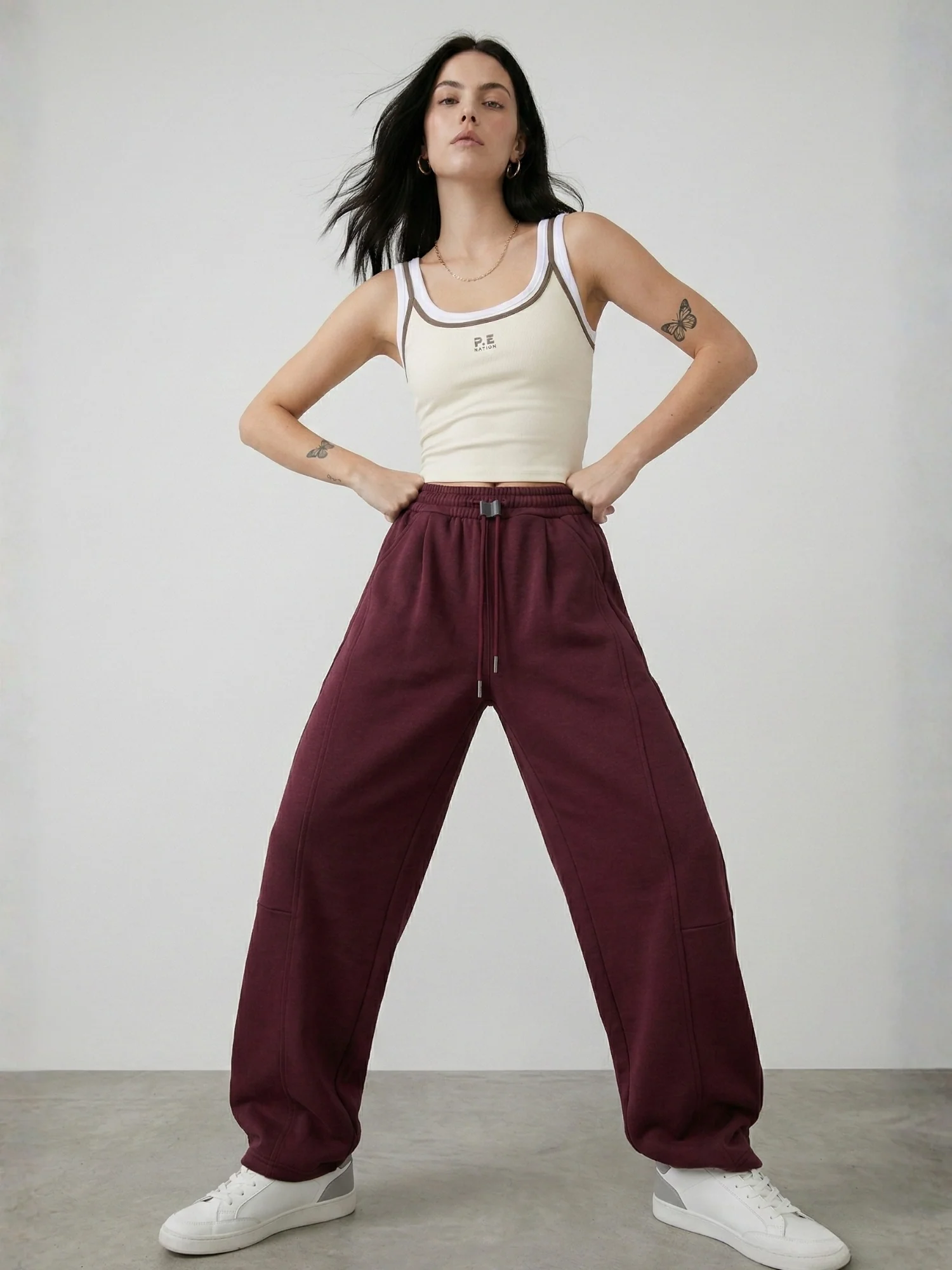 Maroon High Waist Wide Leg Pant - Image 4