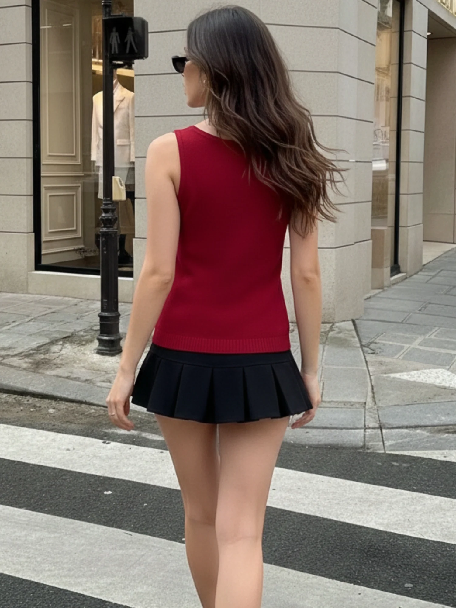 Maroon Shoulder Strap Tectured Top - Image 4