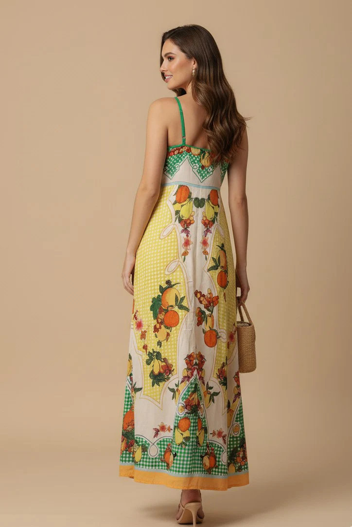 Multi Abstract Print Spaghetti Strap Flared Dress - Image 3