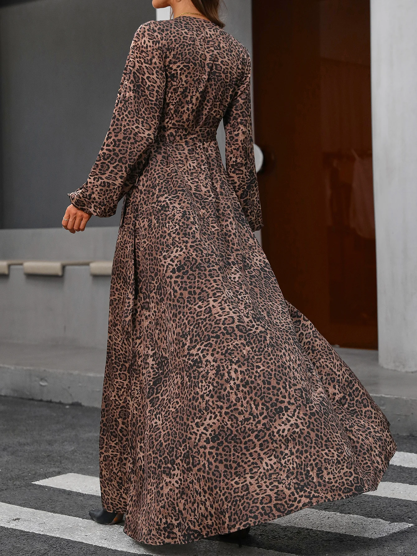 Multi Bishop Sleeve Wrap Slit Dress - Image 6