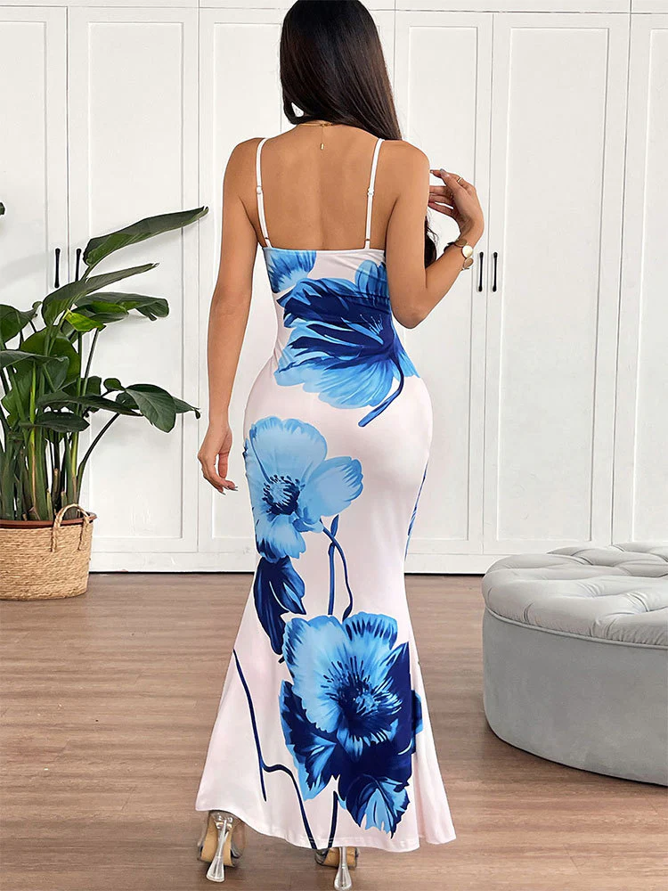 Multi Criss Cross Neck Detailing Floral Dress - Image 2