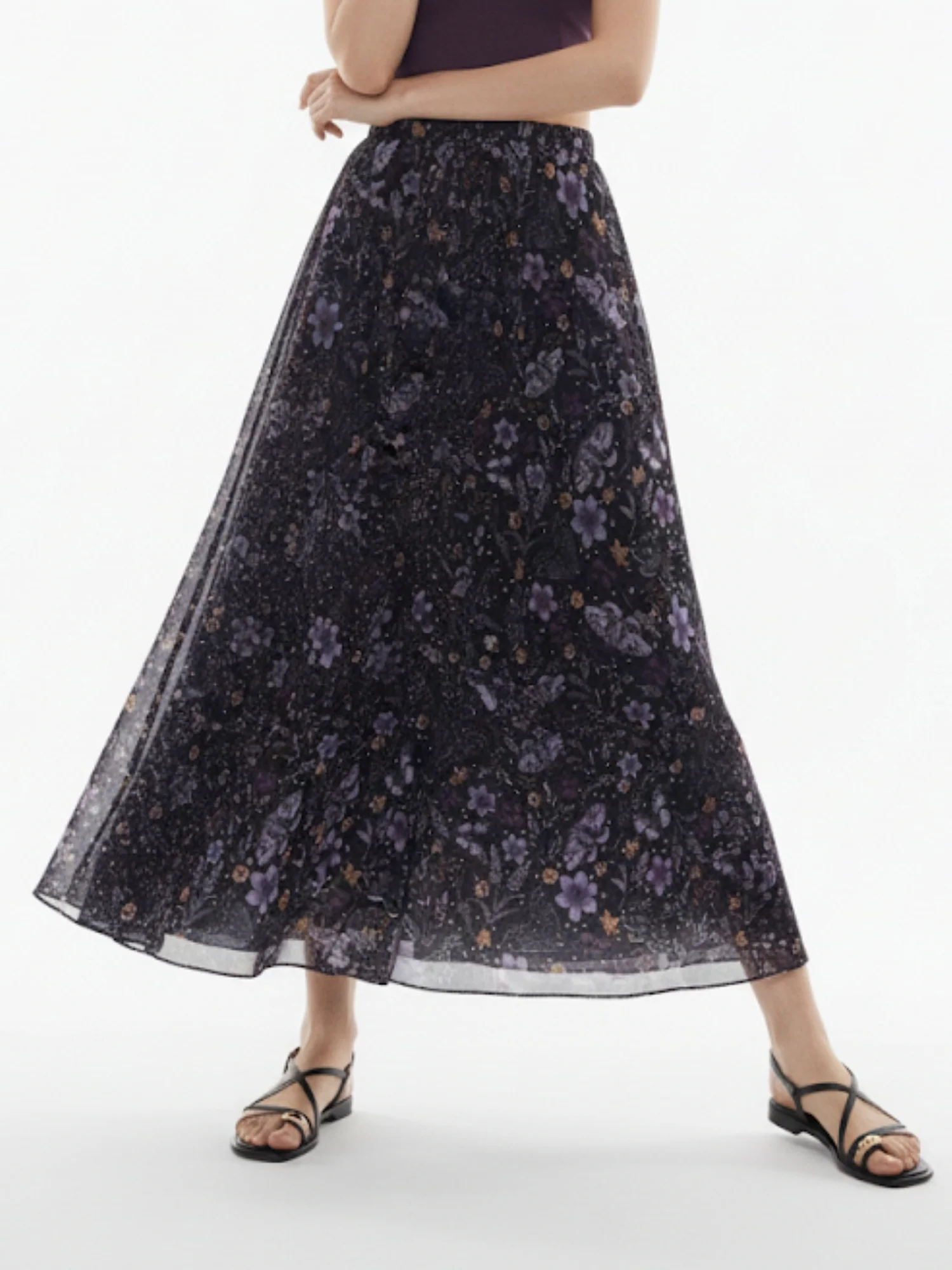 Multi Floral Printed Skirt - Image 2