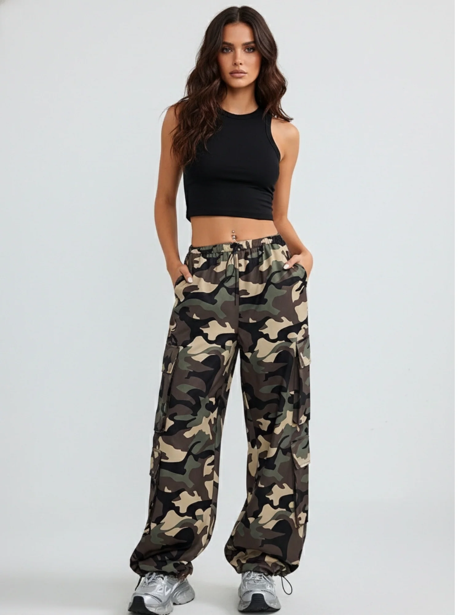 Multi High Waist Printed Wide Leg Trouser