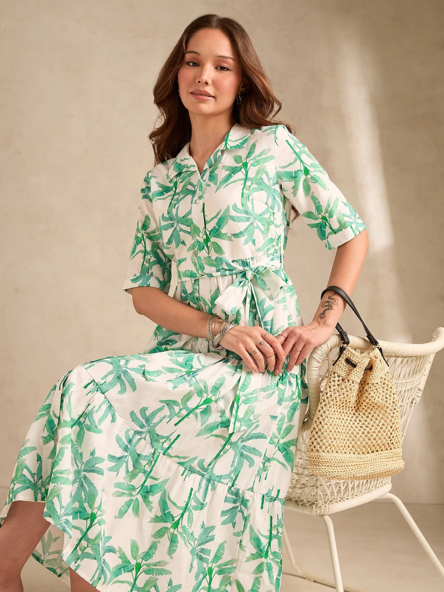 Multi Midi Length Tiered Printed Dress - Image 2
