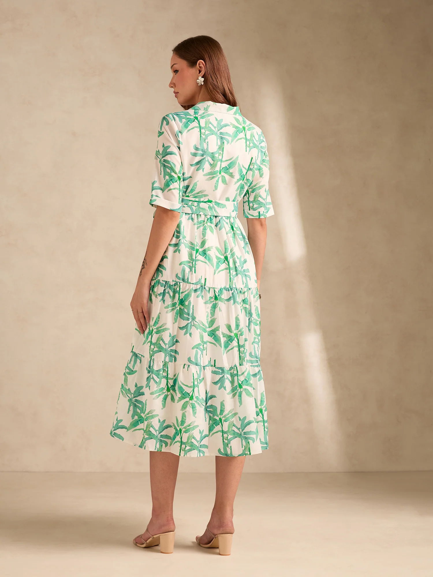 Multi Midi Length Tiered Printed Dress - Image 7
