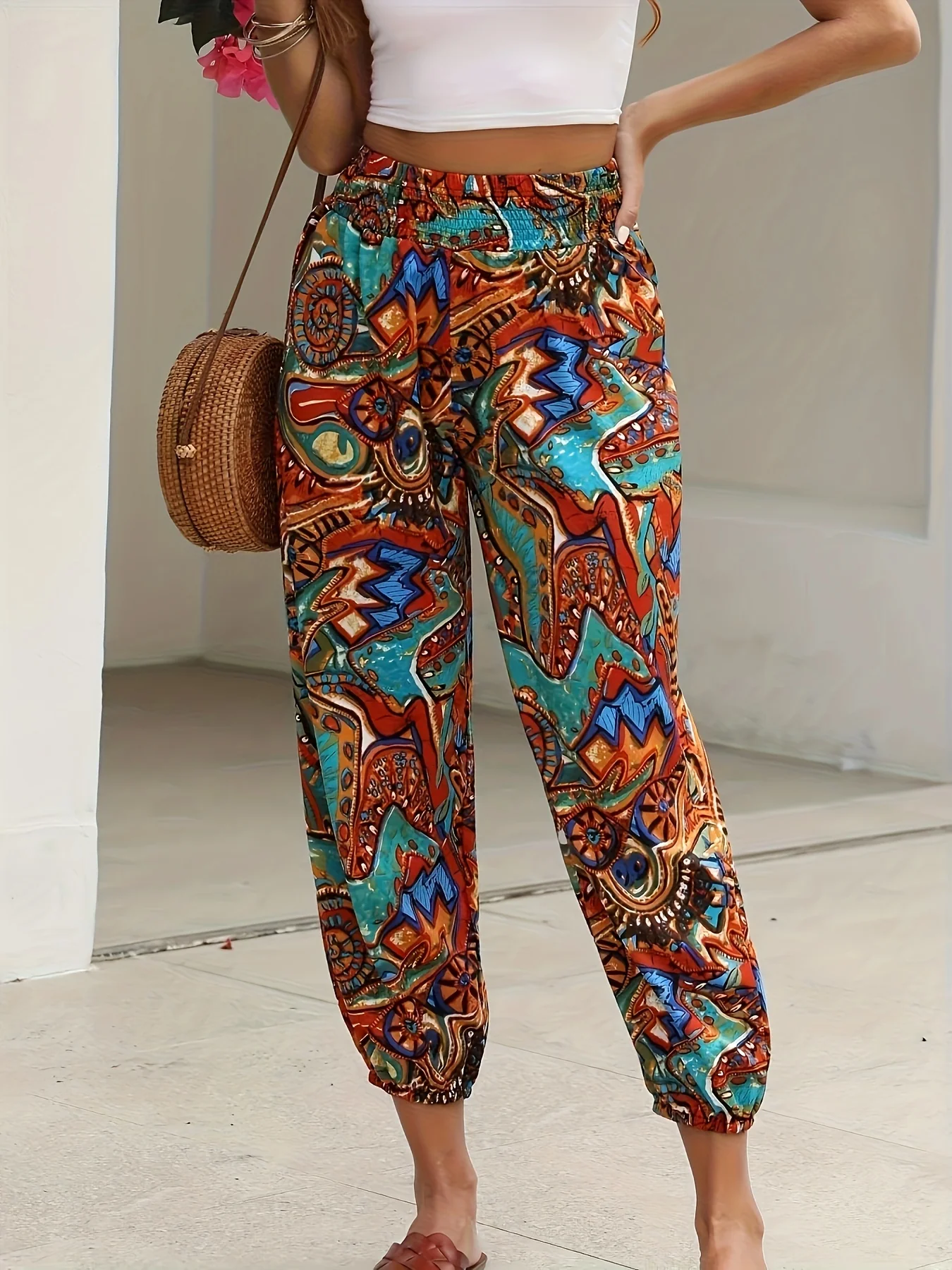 Multi Printed Elastic Trouser - Image 3