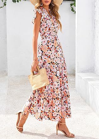 Multi Printed Flutter Sleeved Midi Dress - Image 3