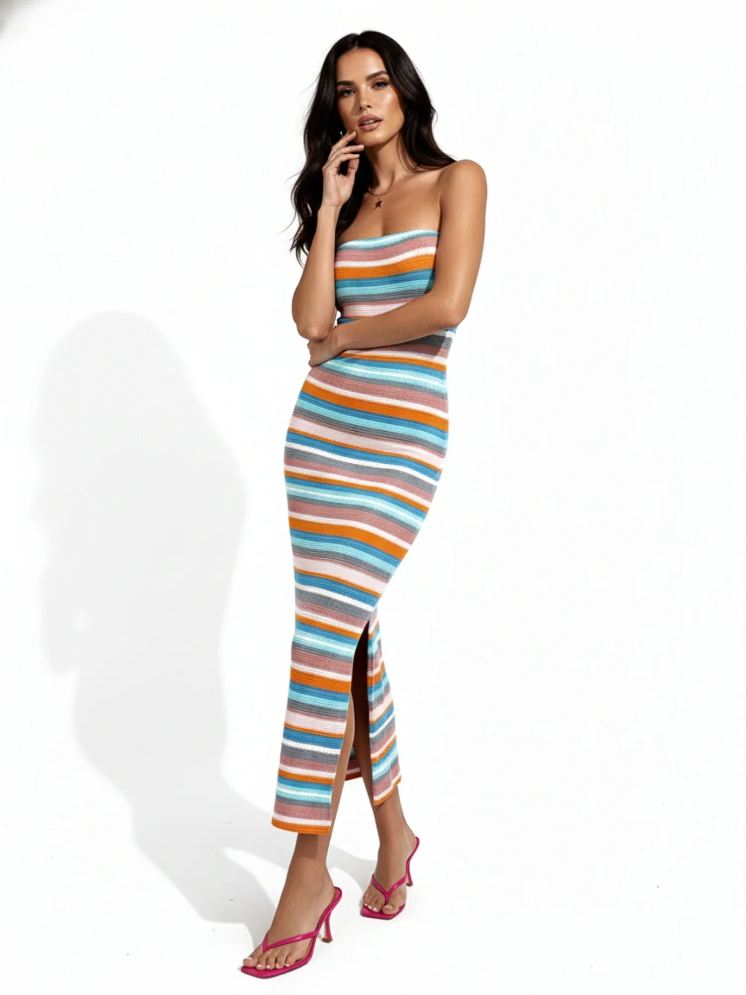 Multi Tube Striped Bodycon Dress - Image 2