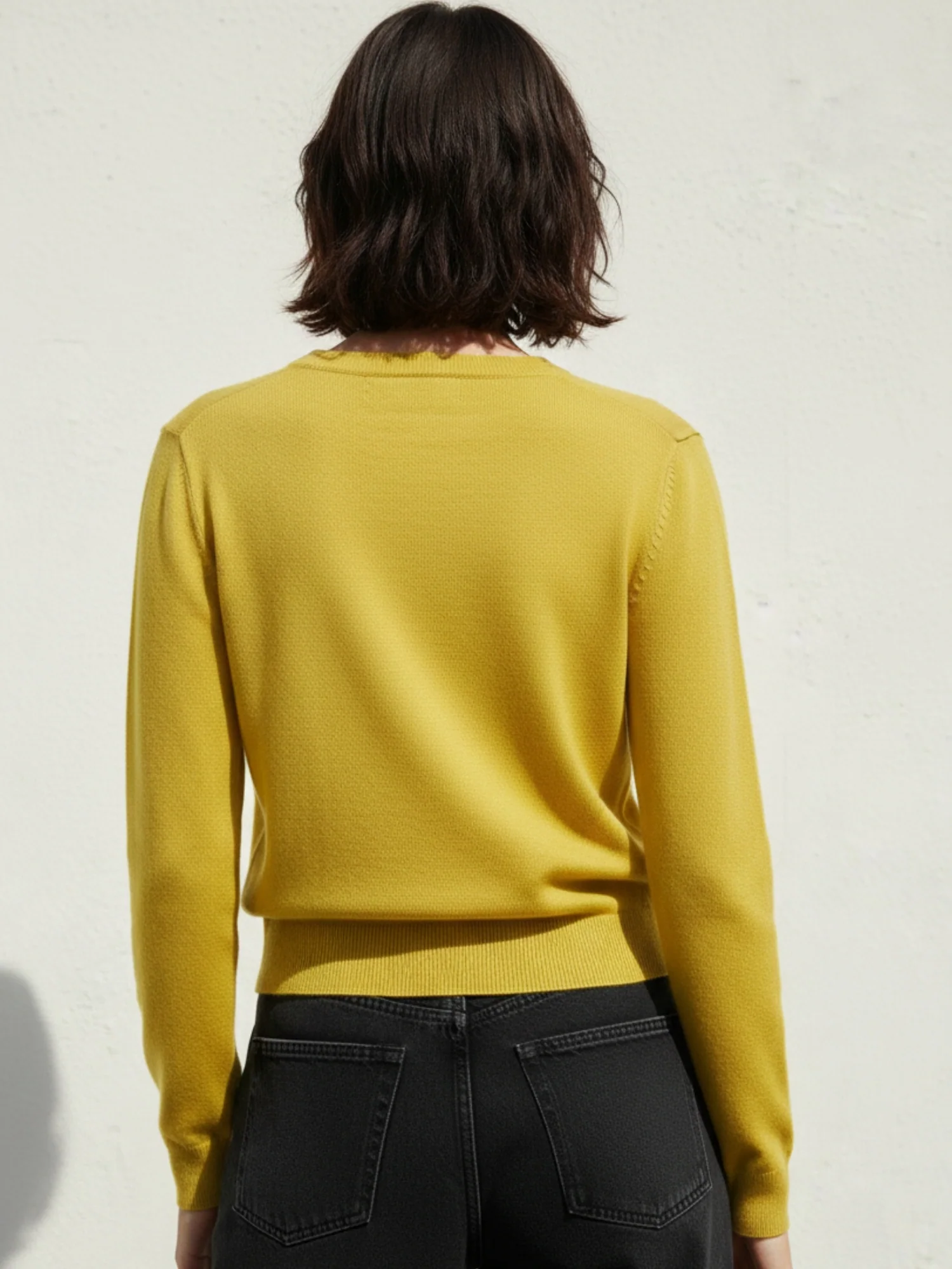 Mustard Full Sleeve Front Buttoned Slouchy Cardigan - Image 4