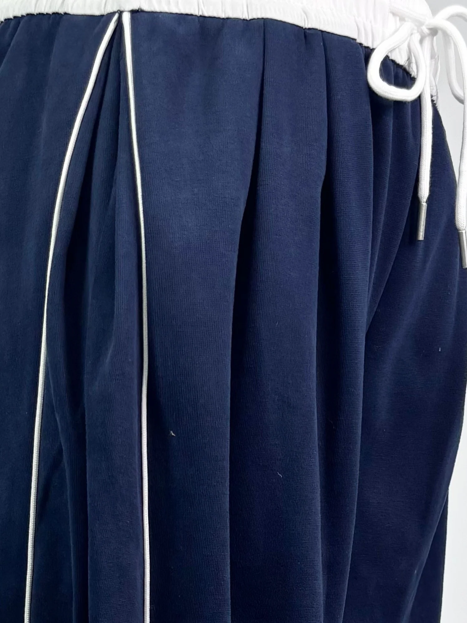 Navy Blue Contrast Waist Wide Leg Pant - Image 4