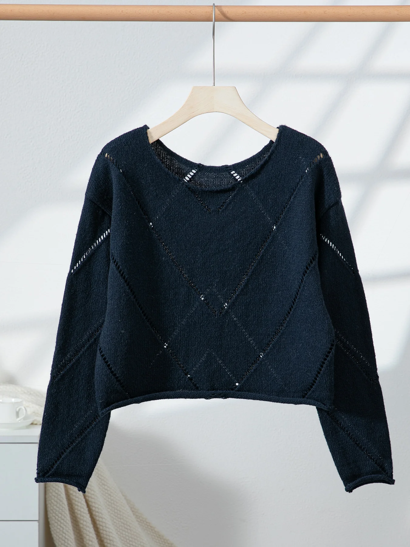 Navy Blue Full Sleeves Textureed Sweaters - Image 5