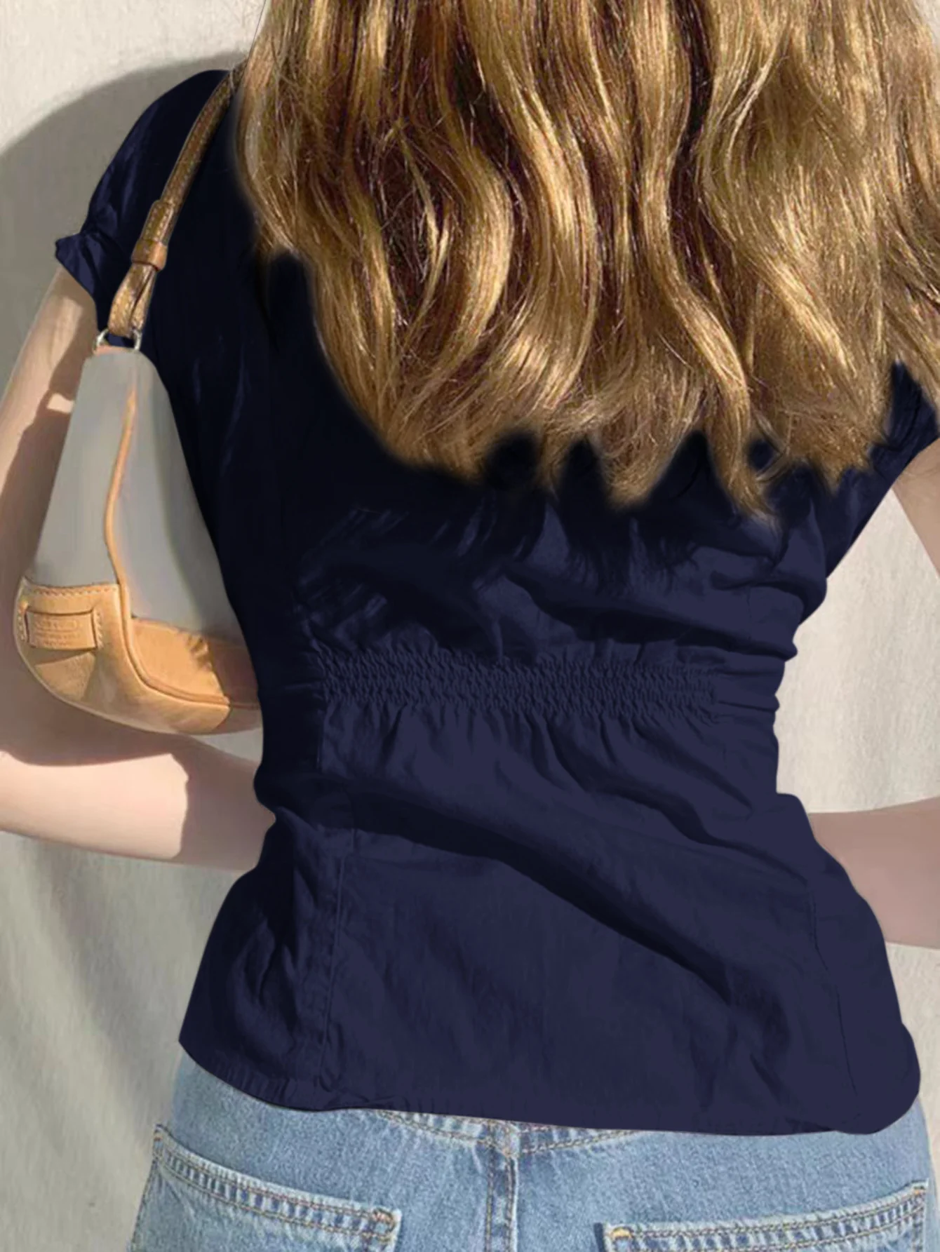 Navy Blue Half Sleeved Dual Front Pocket Shirt - Image 2