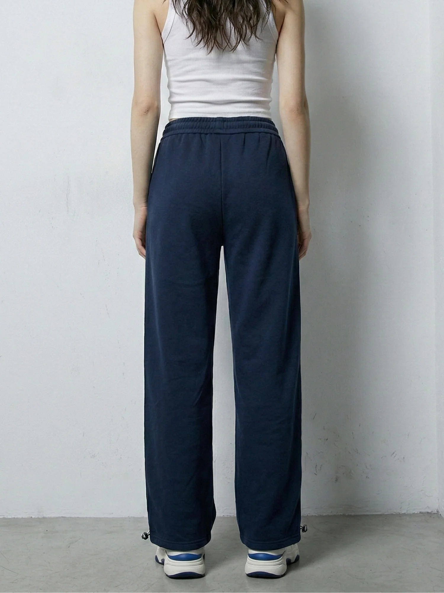 Navy Blue Side Seam Detailing Wide Leg Pant - Image 5