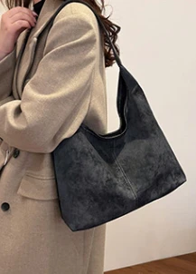 Navy Blue Smooth Crescent Zip-Up Hobo - Image 2