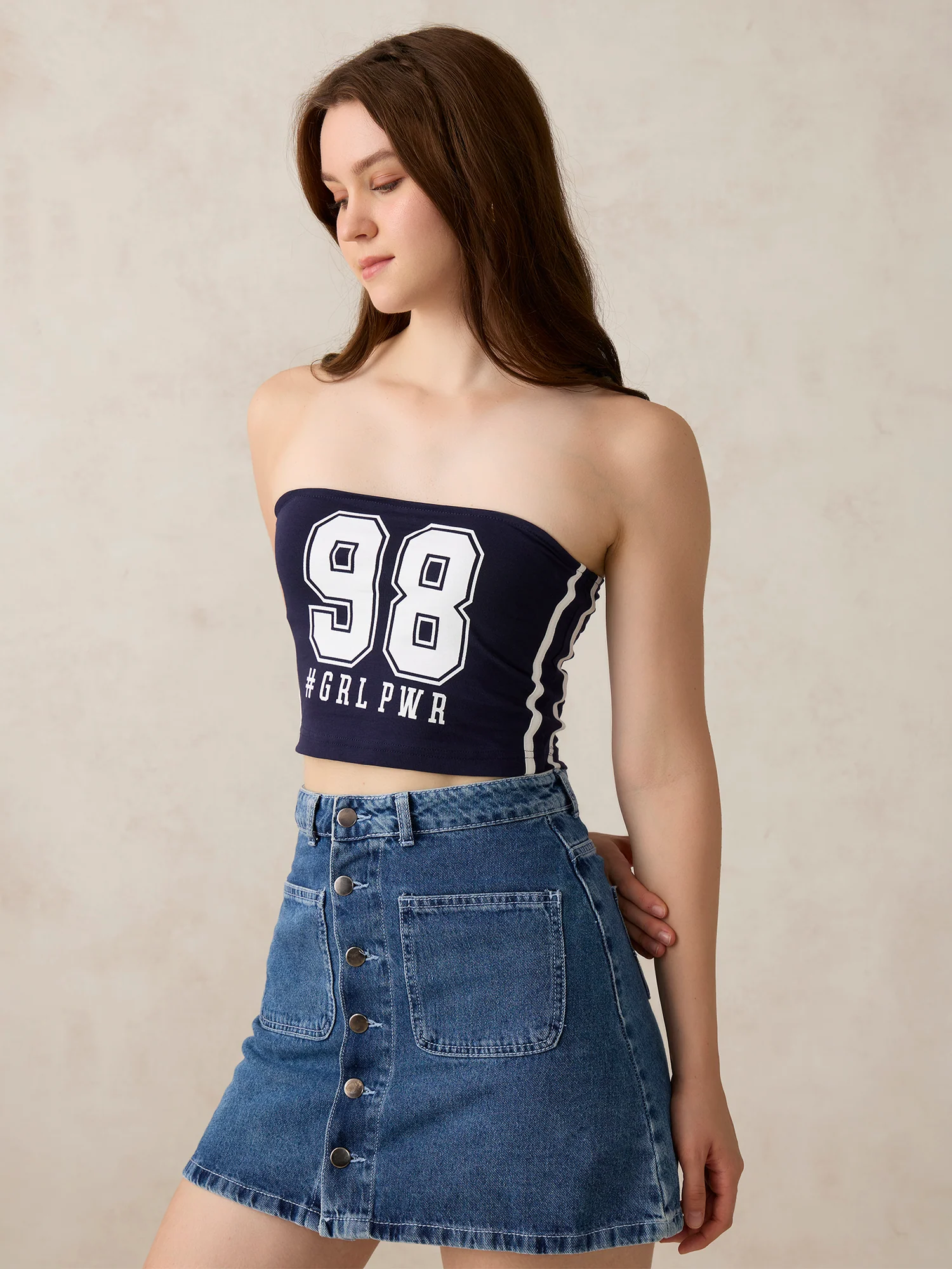 Navy Blue Varsity Tube Top - Image 7