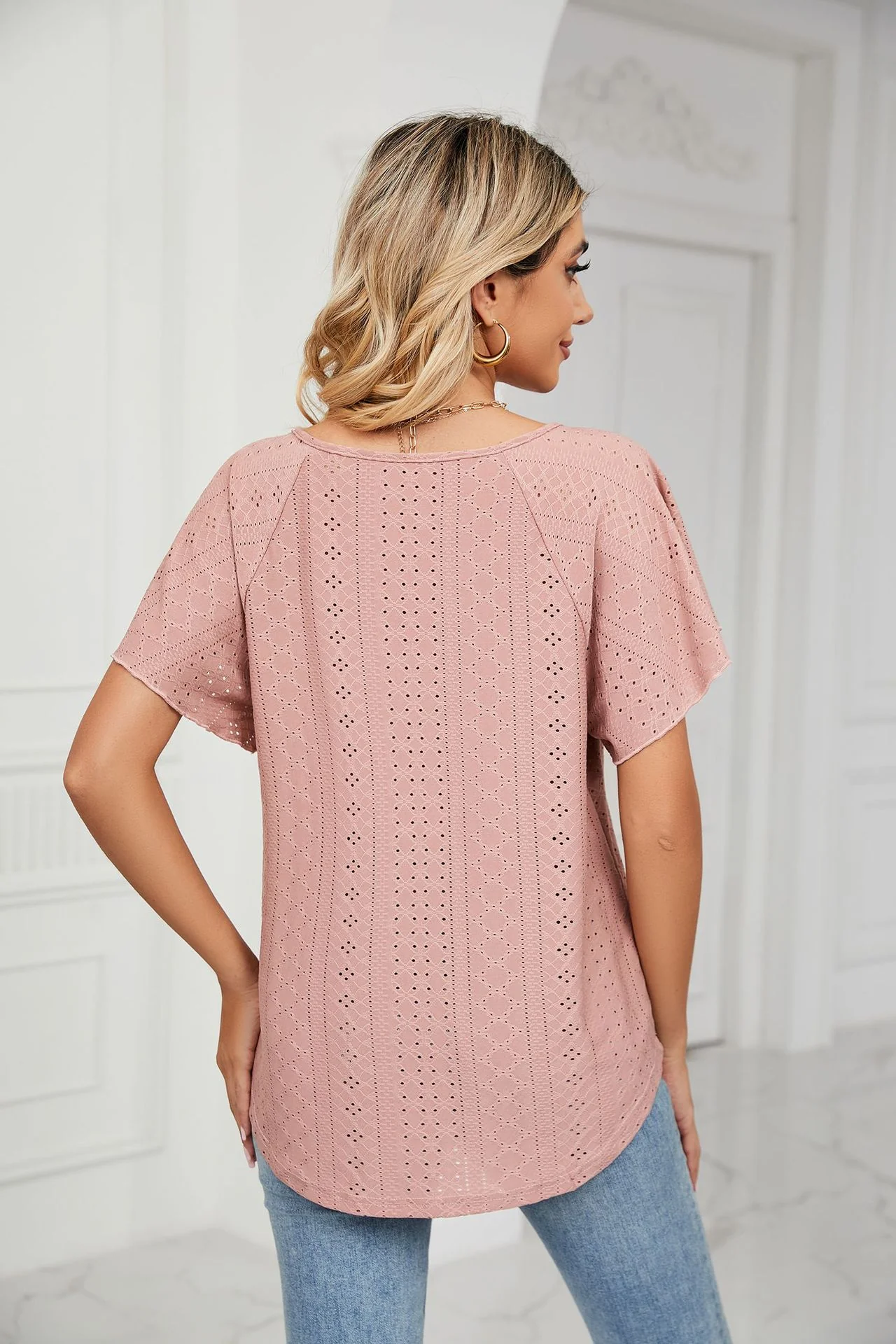 Nude Flared Sleeves Tie Up Top - Image 2
