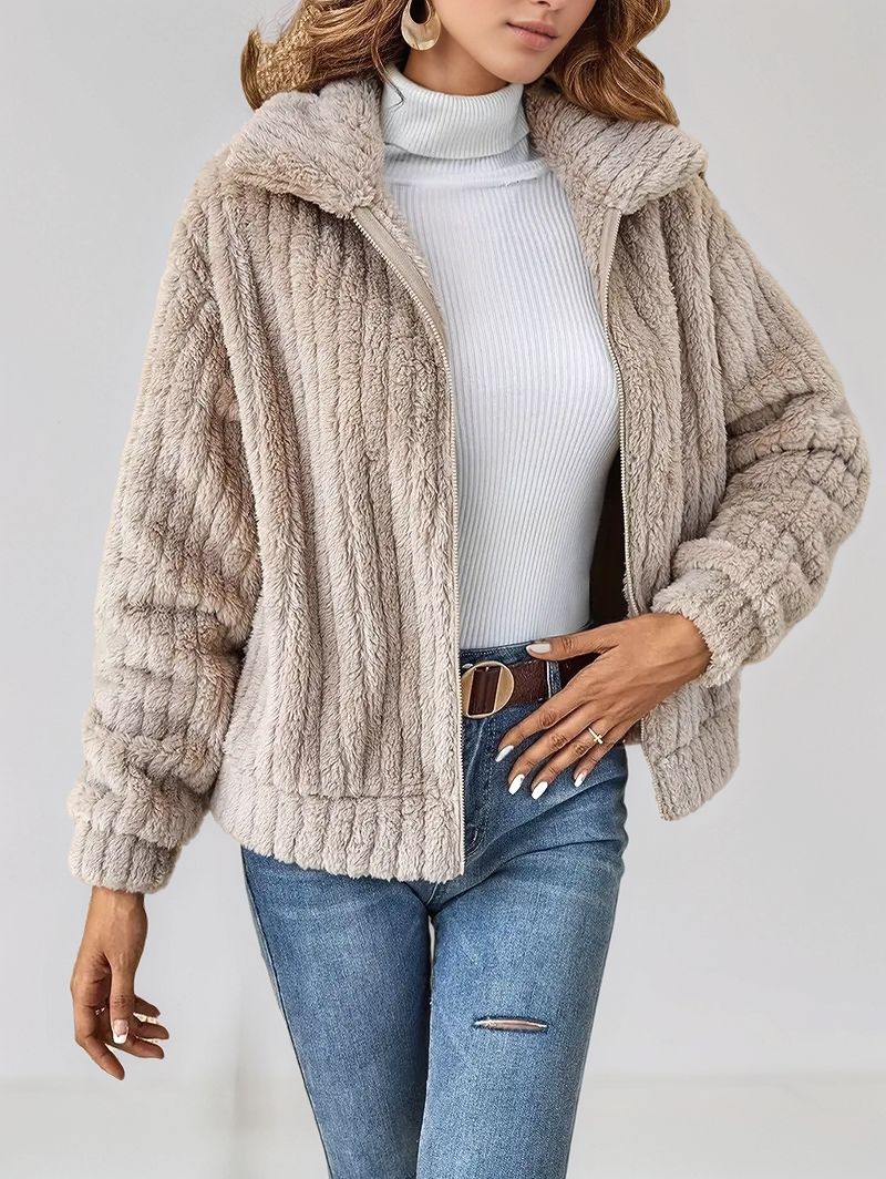 Nude Full Sleeve Textured Collared Jackets - Image 3