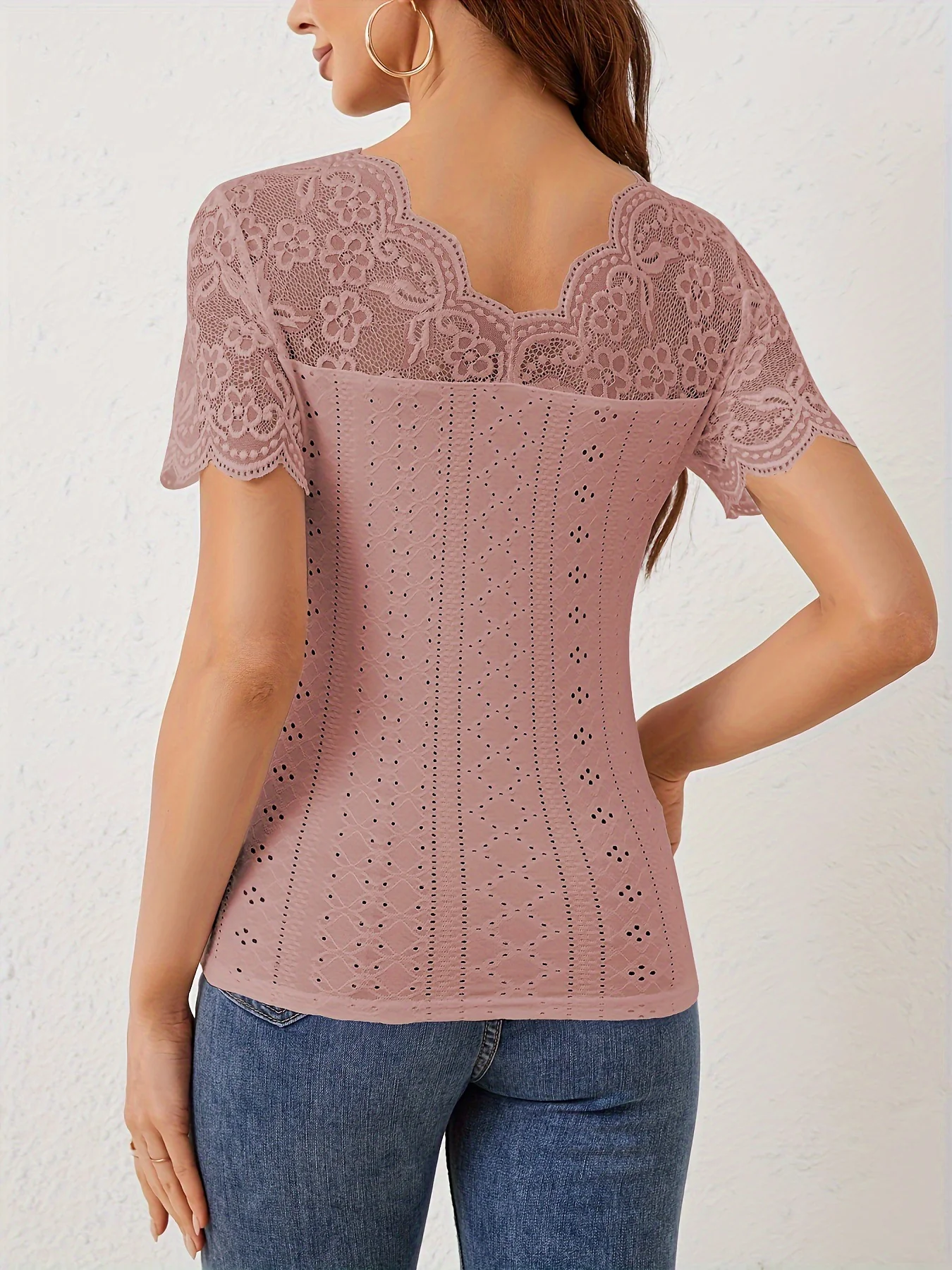 Nude Short Mesh Sleeve Top - Image 2