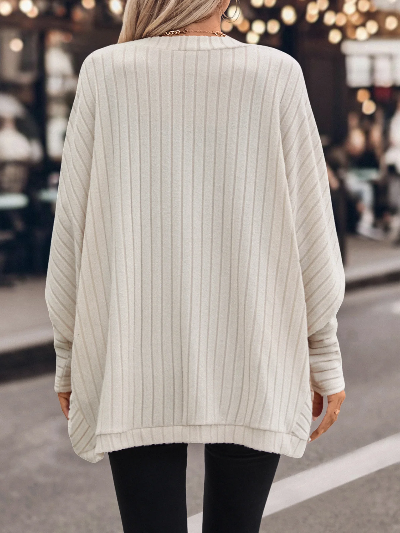 Off White Full Sleeves Front Open Shrug - Image 2
