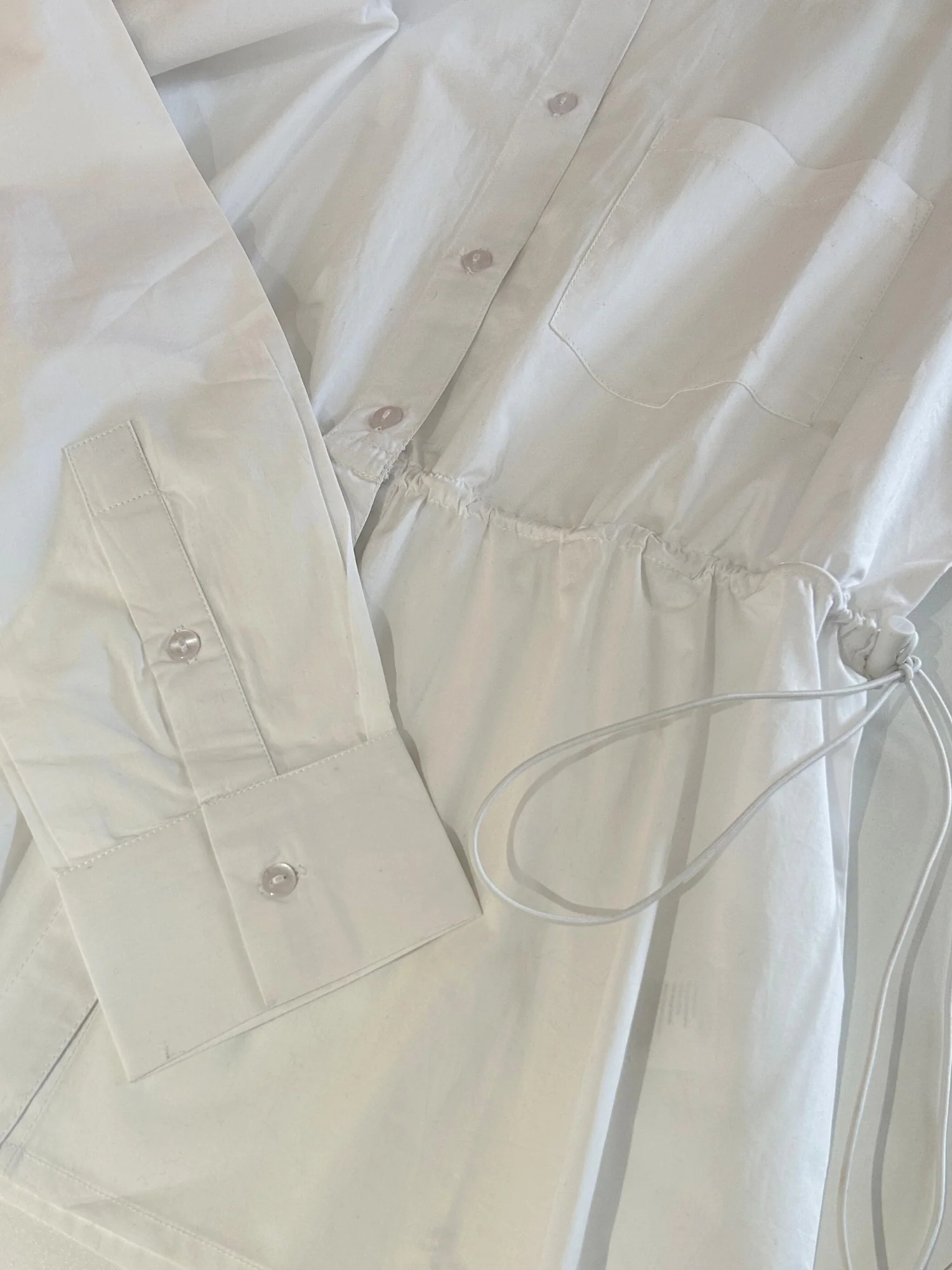 Off White Waist Tie Cotton Shirt - Image 4
