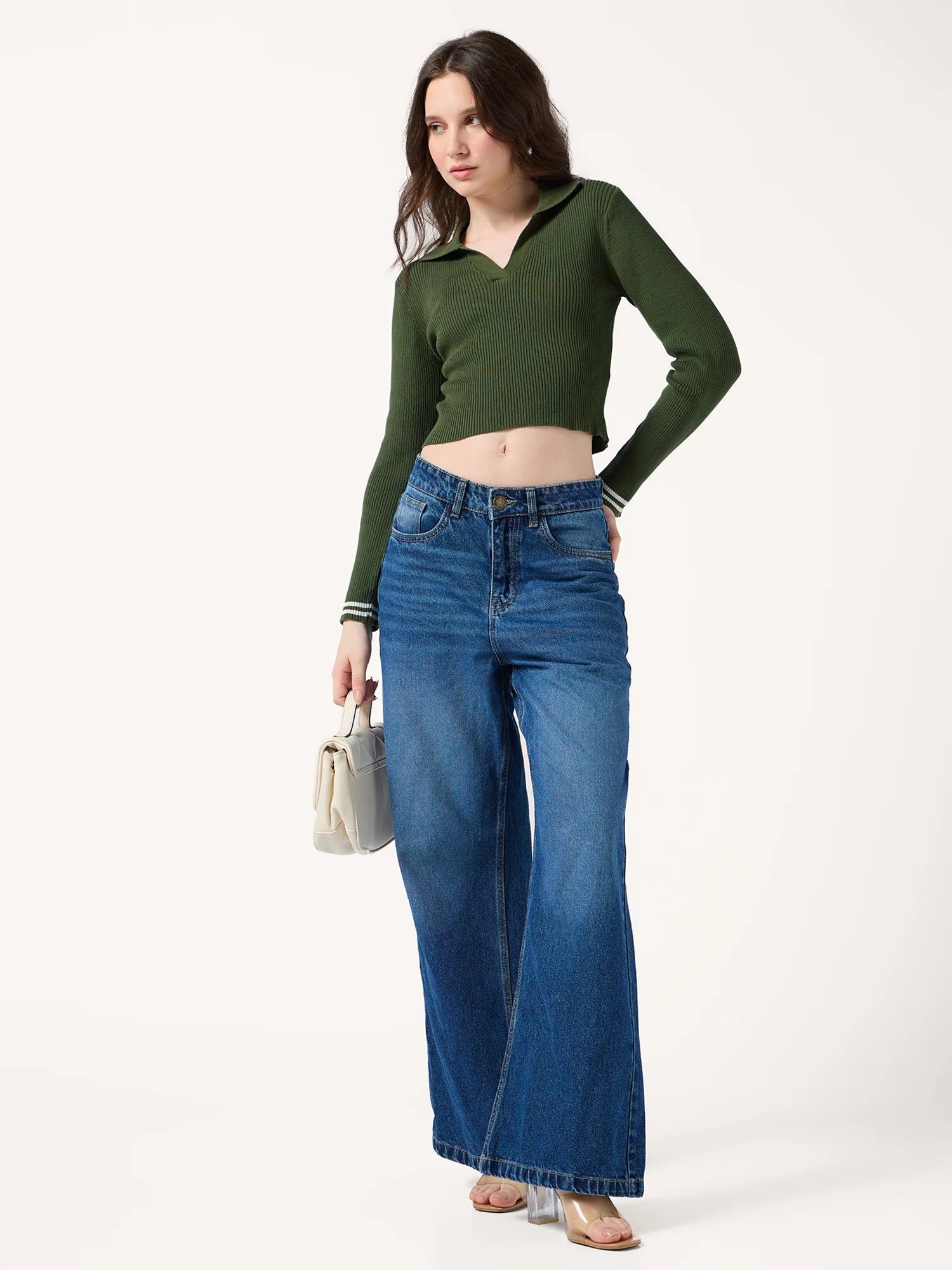 Oilve Contrast Tipping Polo Flat Knit Top - Image 4