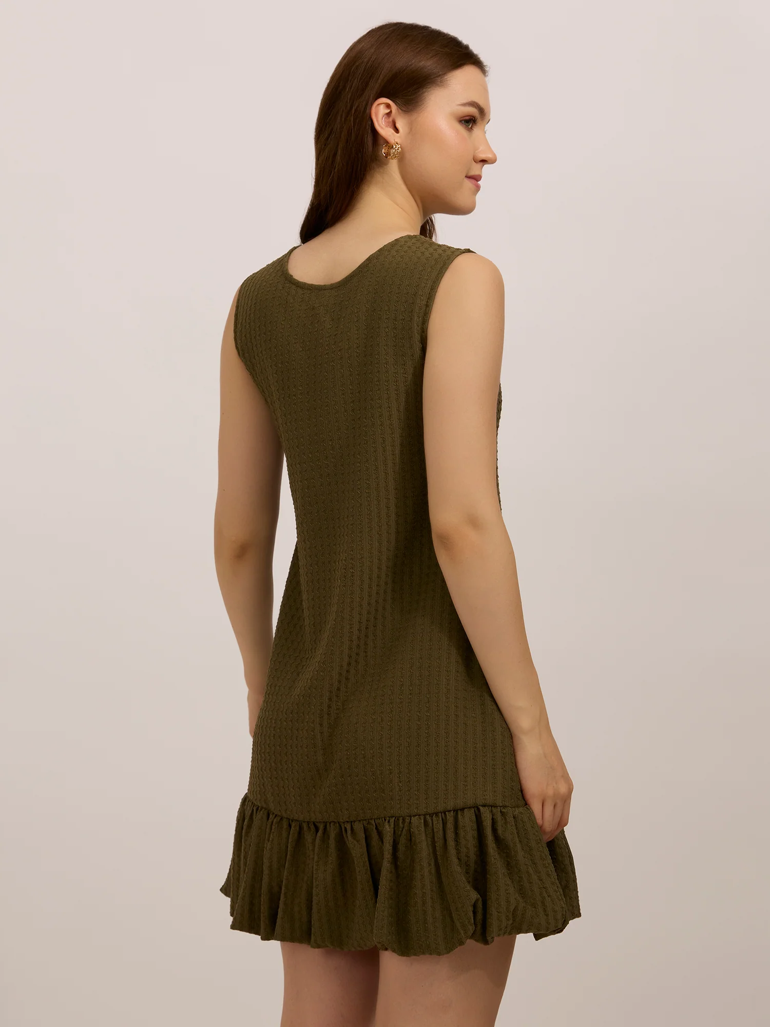Olive Bubble Hem Dress - Image 2