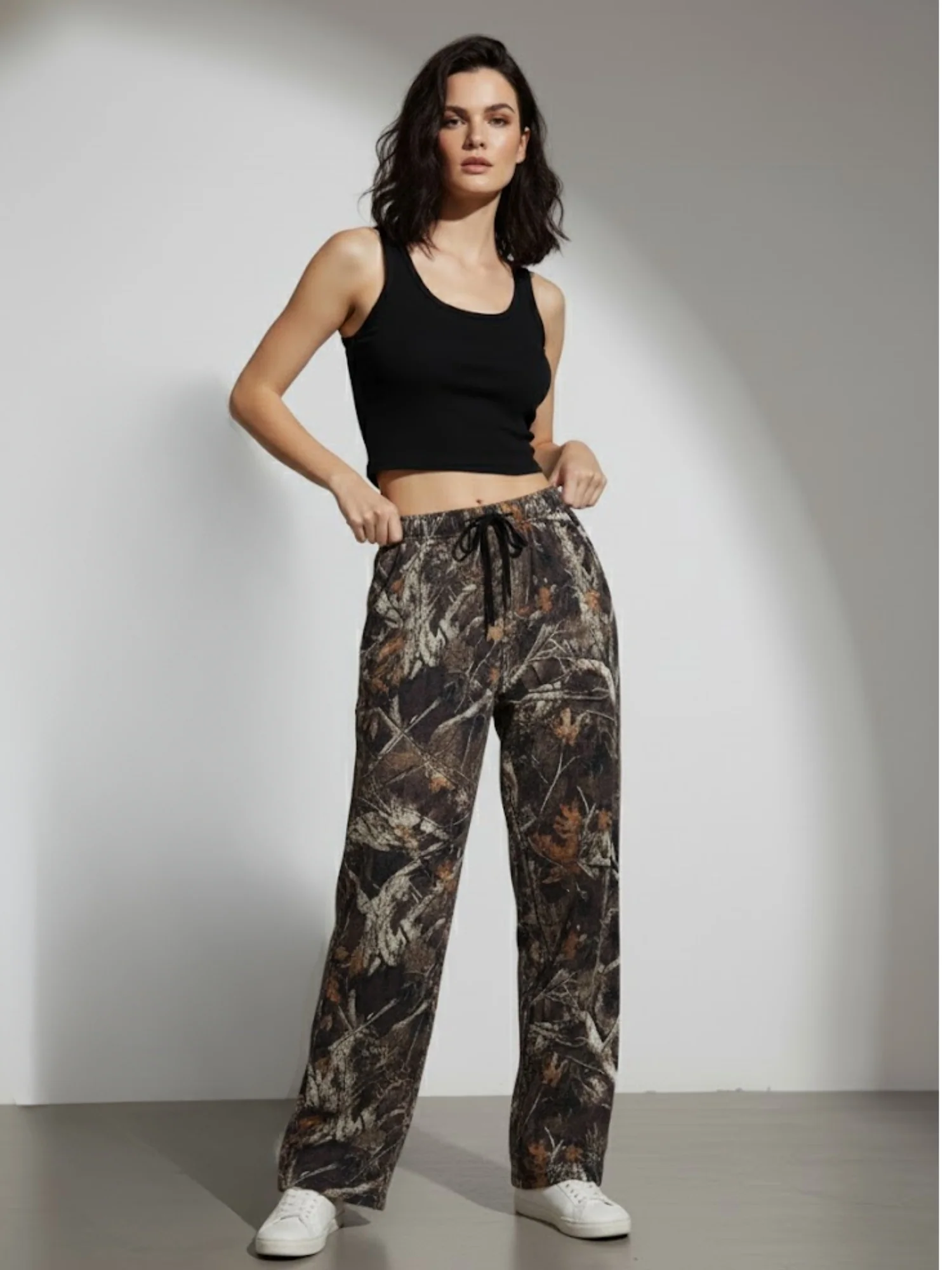 Olive Camo Printed Baggy Sweatpants - Image 4