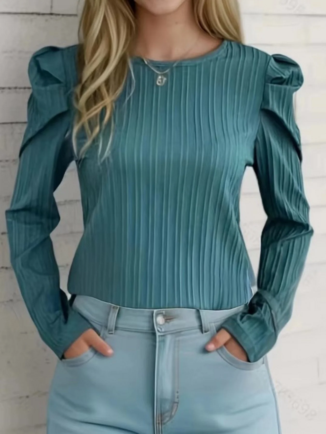 Olive Full Puff Sleeves Top - Image 4