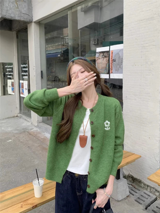 Olive Full Sleeve Front Buttoned Cardigan - Image 4