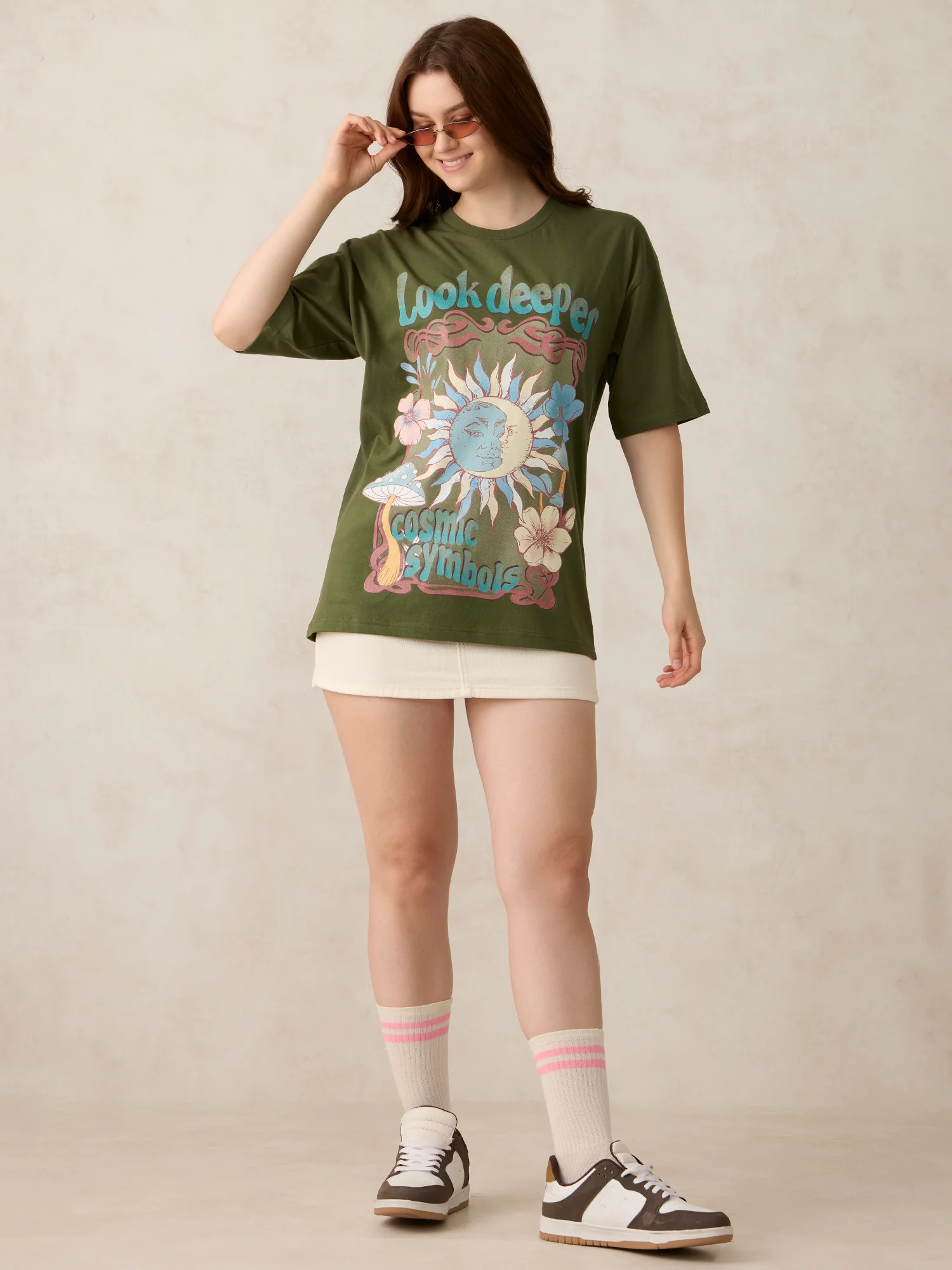 Olive Graphic Oversized T-Shirt - Image 3
