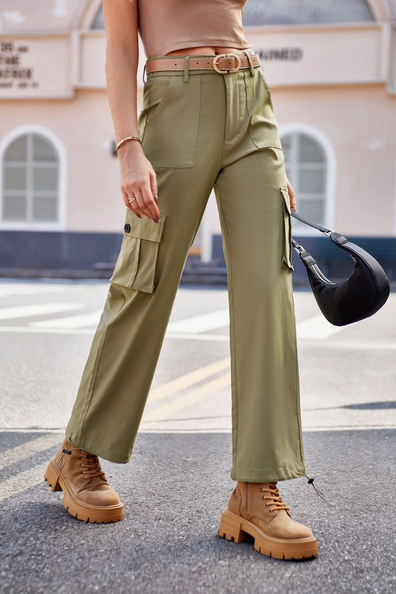 Olive Relaxed Fit Cargo Pants - Image 4