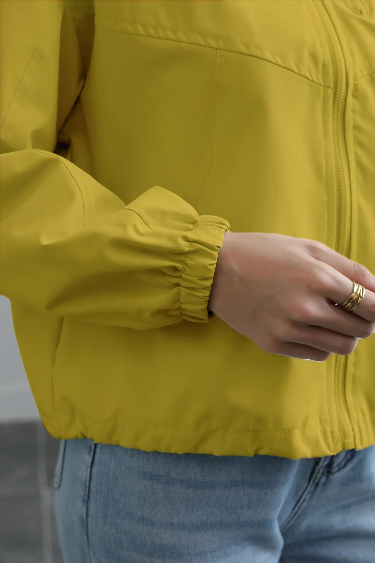 Olive Solid Cuffed Jacket - Image 2