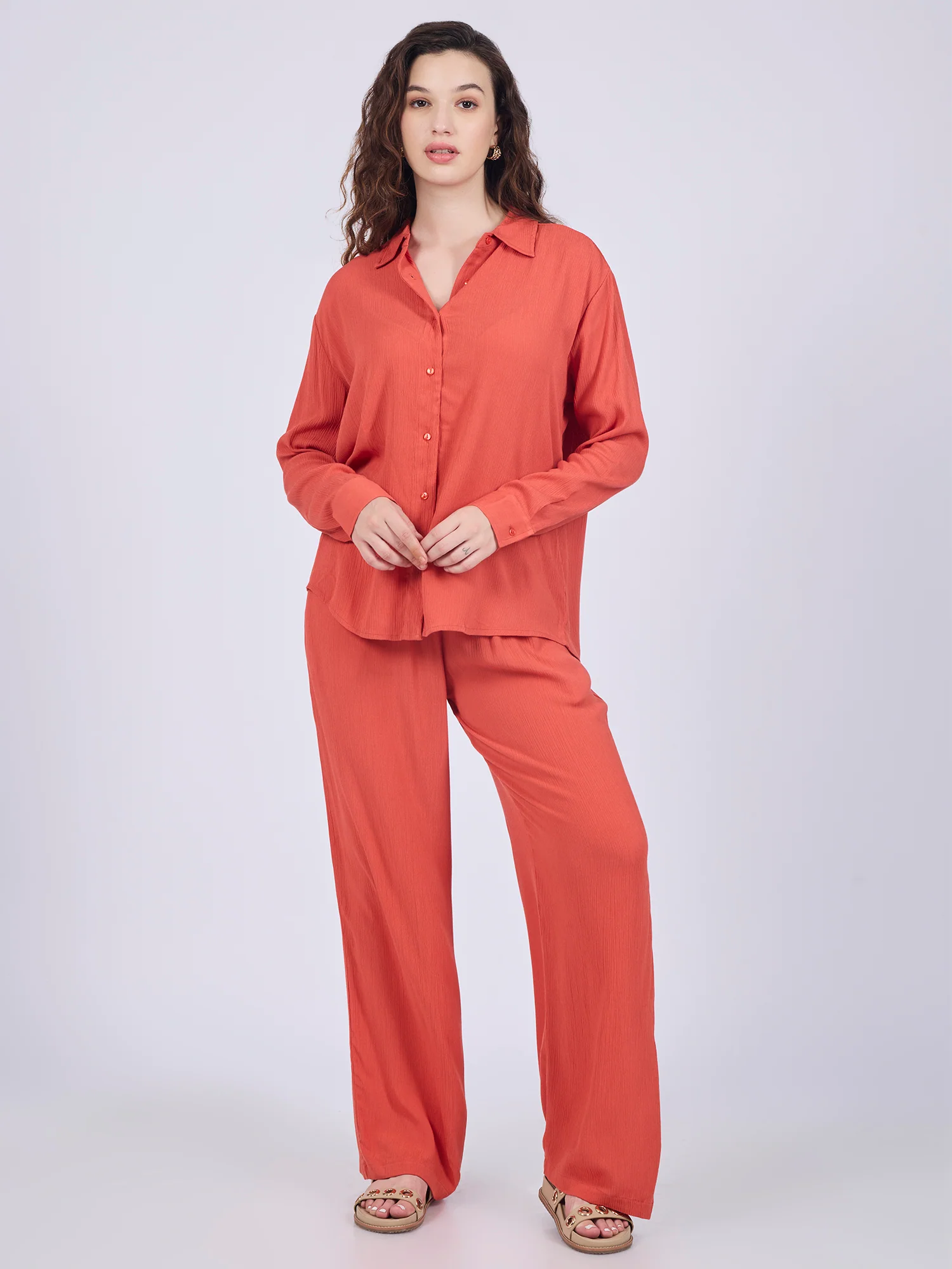 Orange Easy Shirt And Pull On Pants Co-Ord Set - Image 5