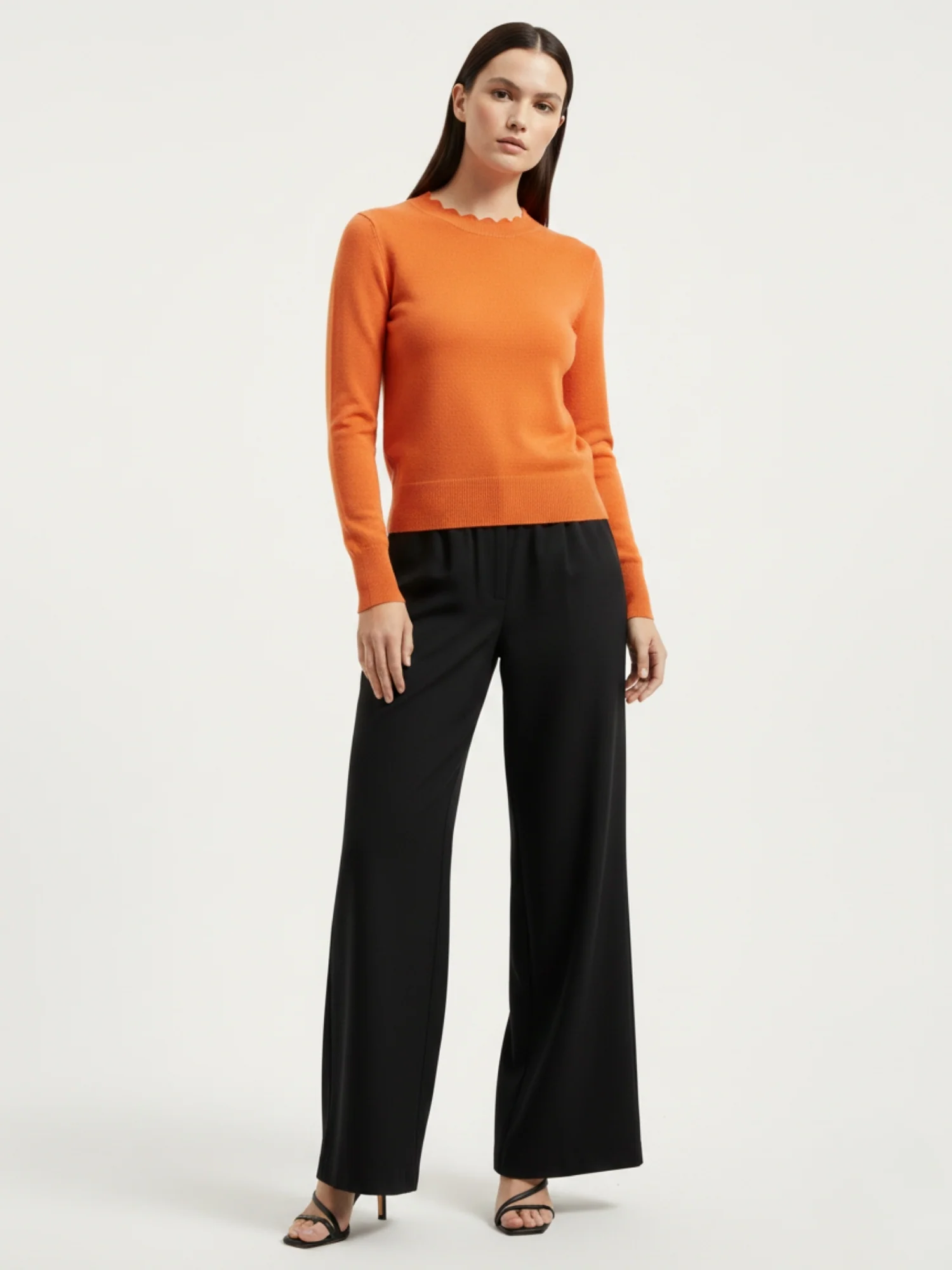 Orange Full Sleeve Crew Neck Regular Sweater - Image 3