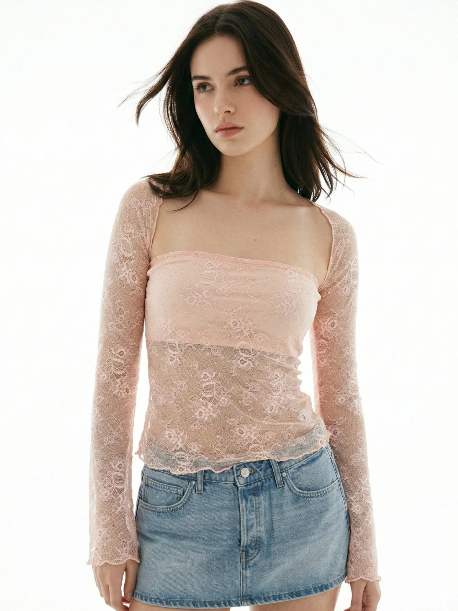 Peach Lace Top