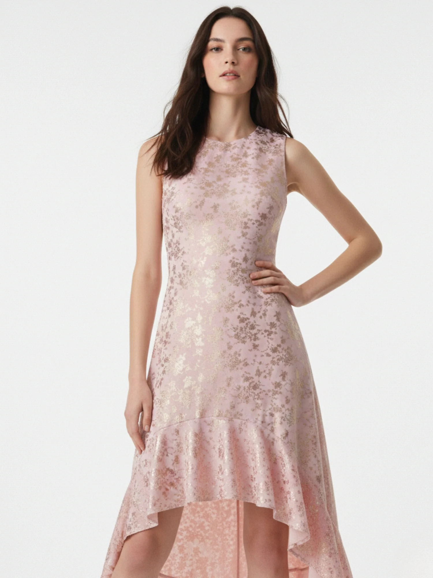 Pink Asymmetric flouncy layered bodycon dress - Image 5
