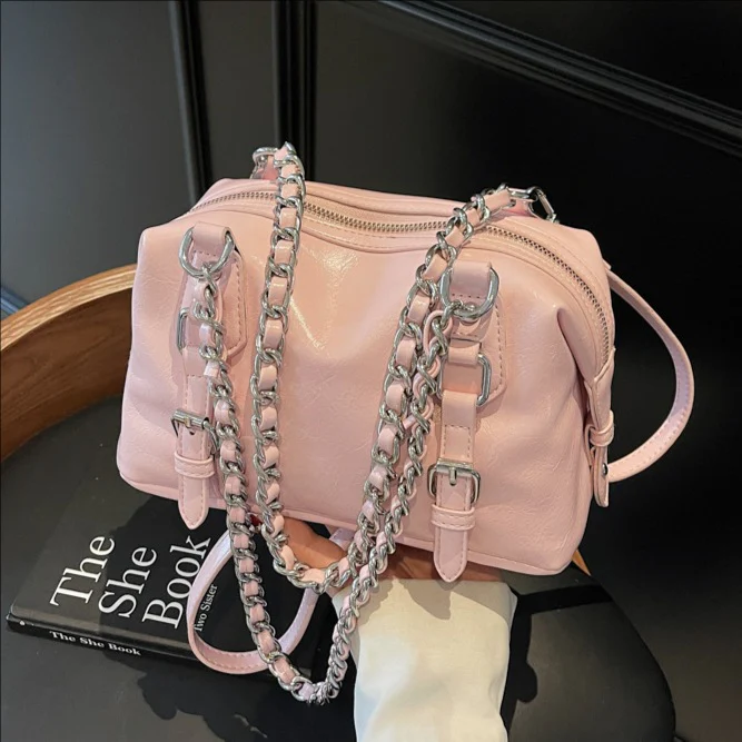 Pink Buckle Charm Shoulder Bag - Image 4