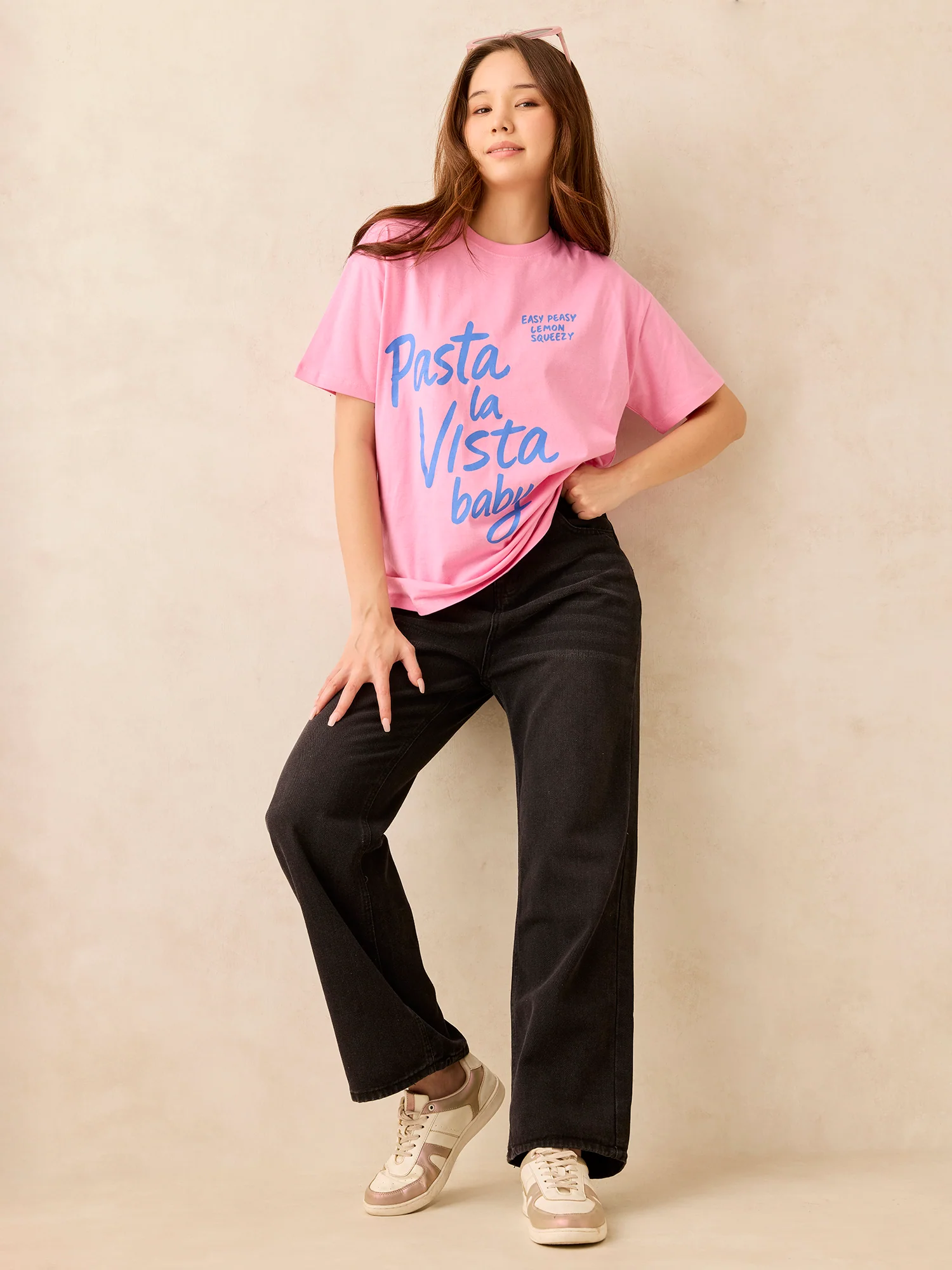 Pink Crew Neck Graphic T-Shirt - Image 3