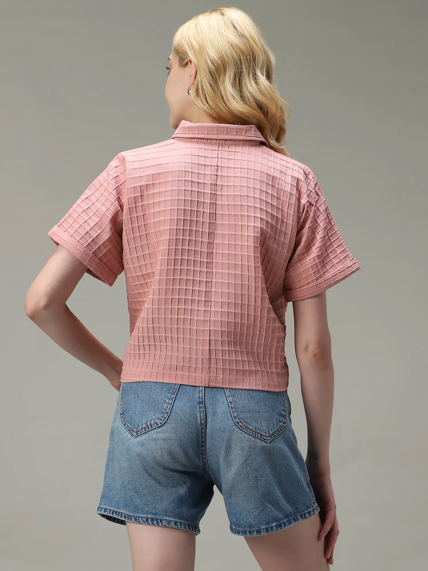 Pink Cropped Flowy Shirt - Image 2
