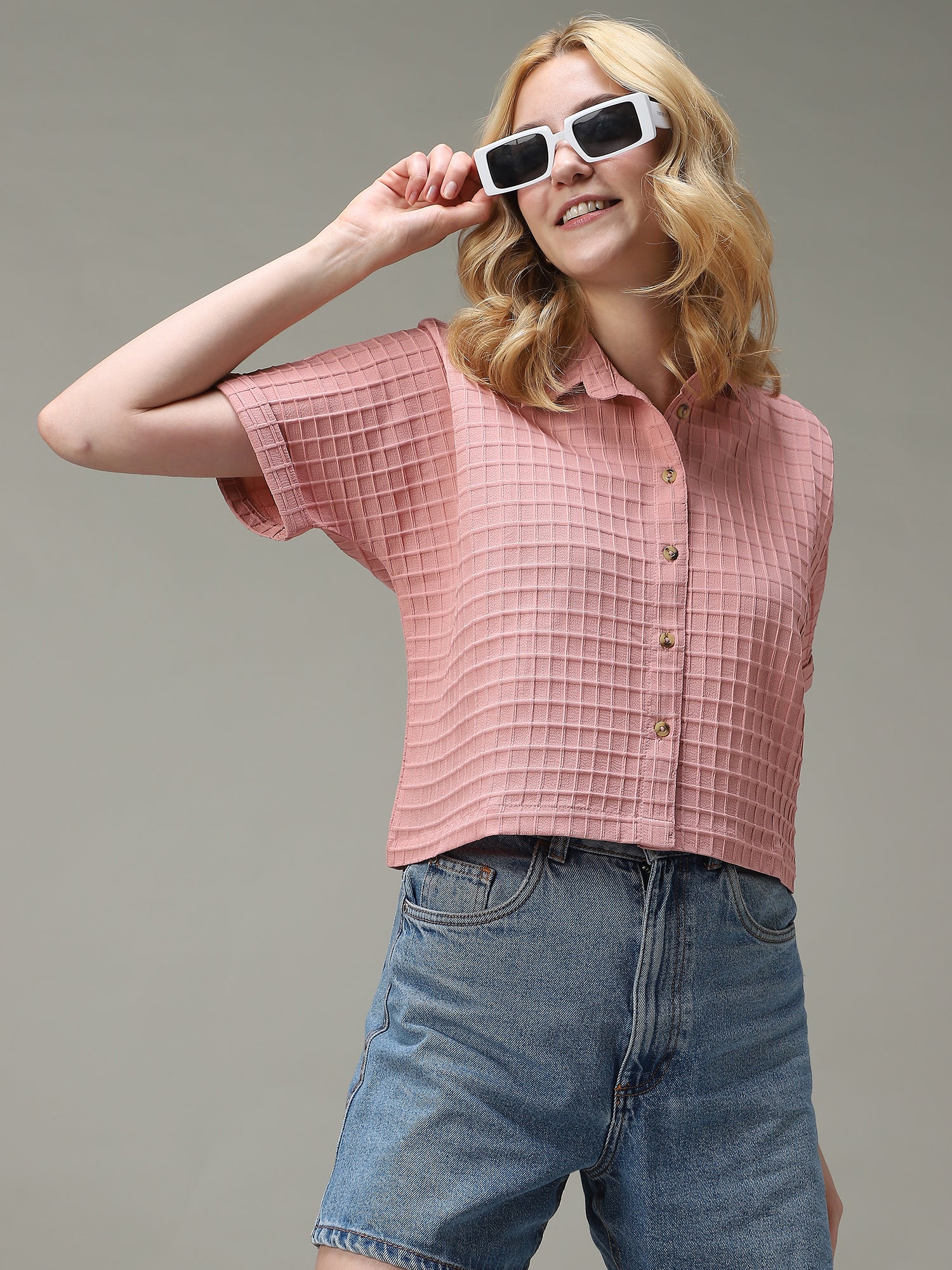 Pink Cropped Flowy Shirt - Image 6