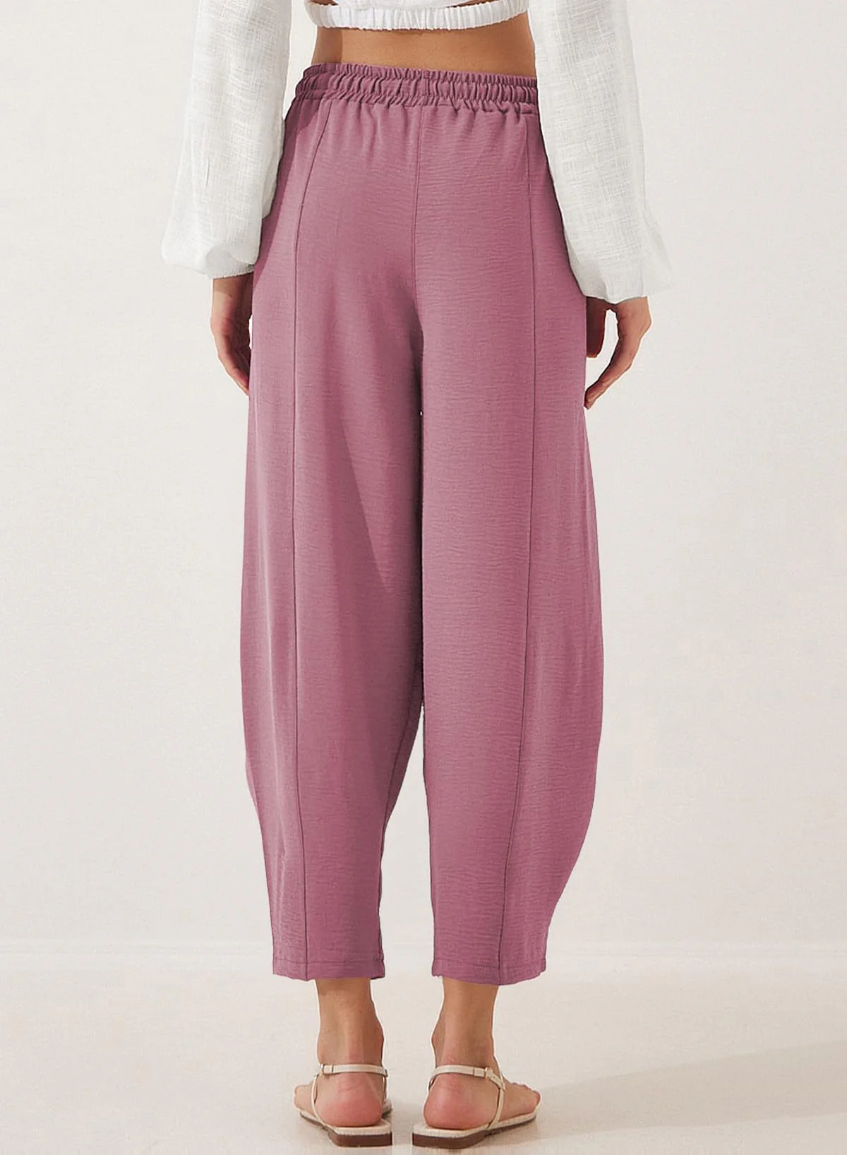 Pink Elasticated Waist Band Wide Leg Trouser - Image 2