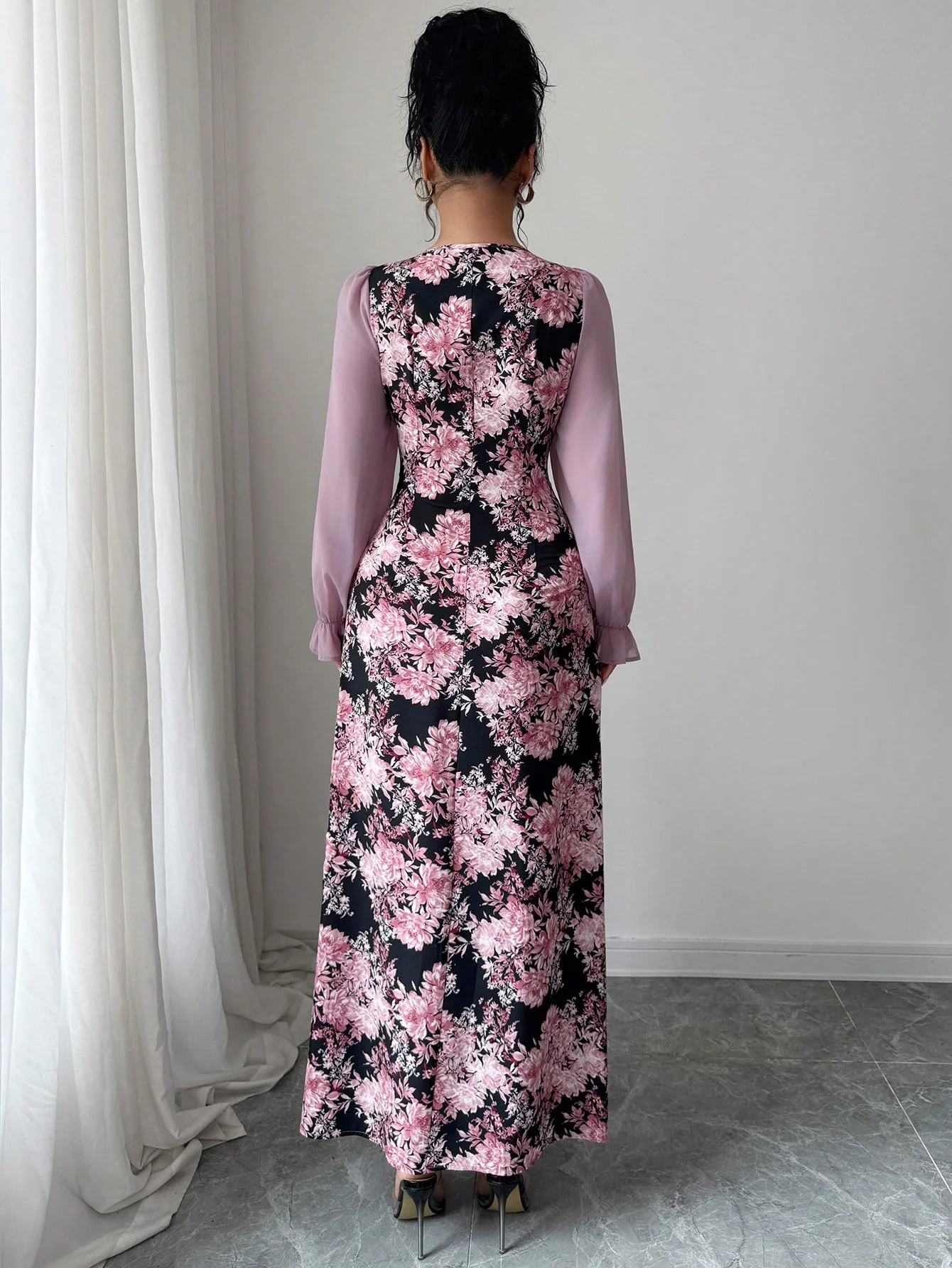 Pink Floral Print Maxi Dress - Image 2