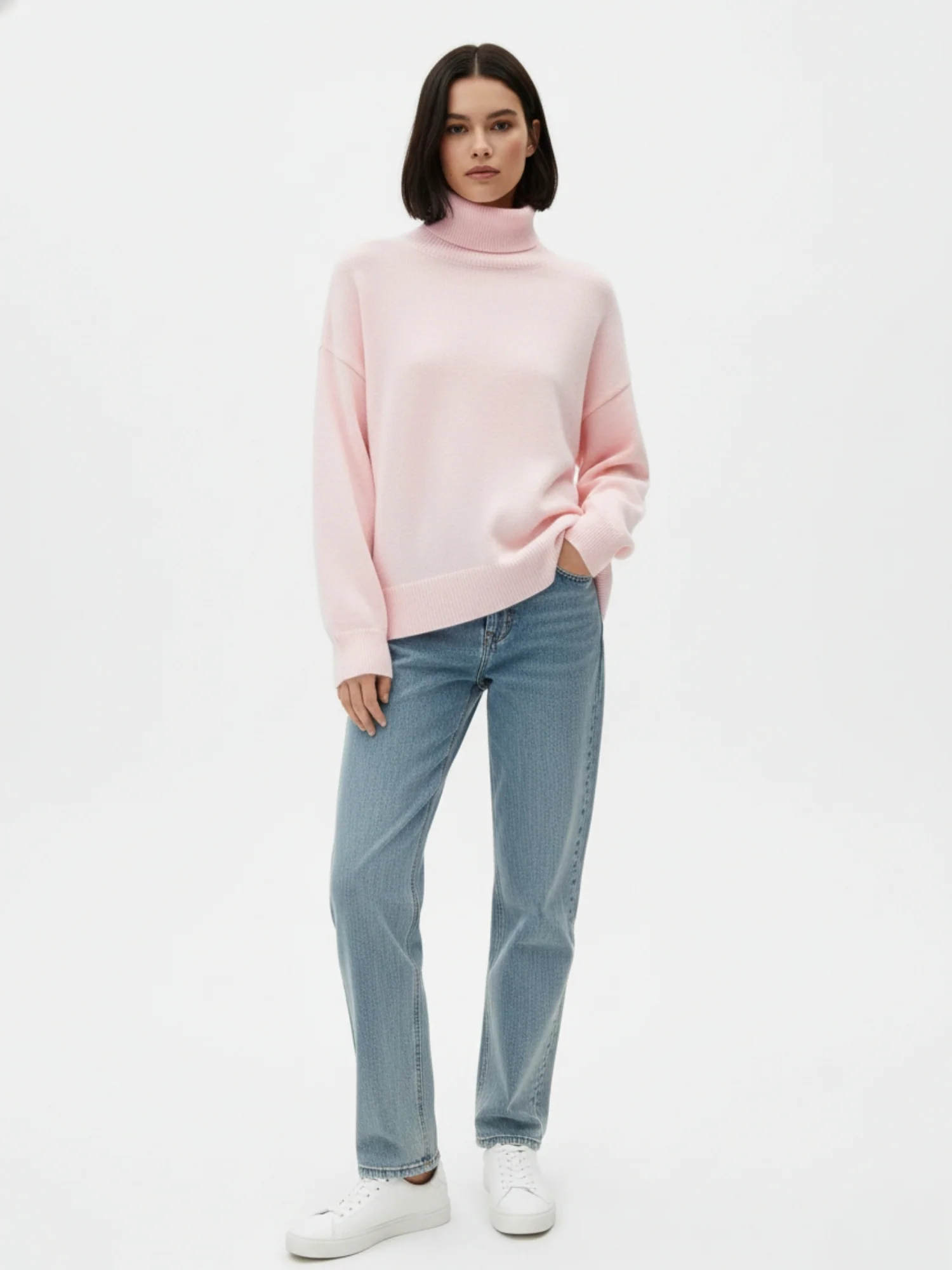 Pink Full Sleeve Turtle Neck Sweatshirt - Image 3