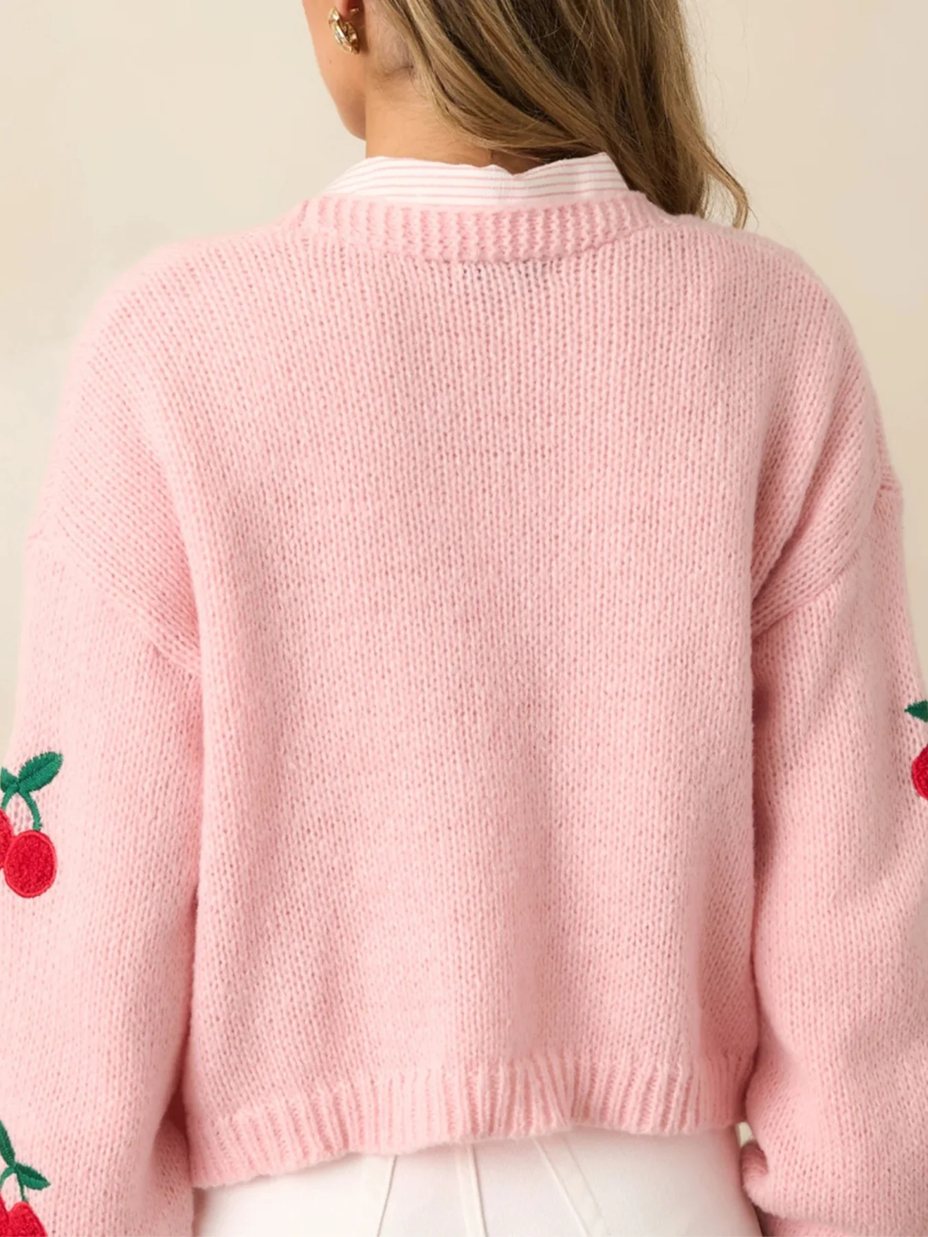 Pink Full Sleeves Embroidered Cardigan - Image 2
