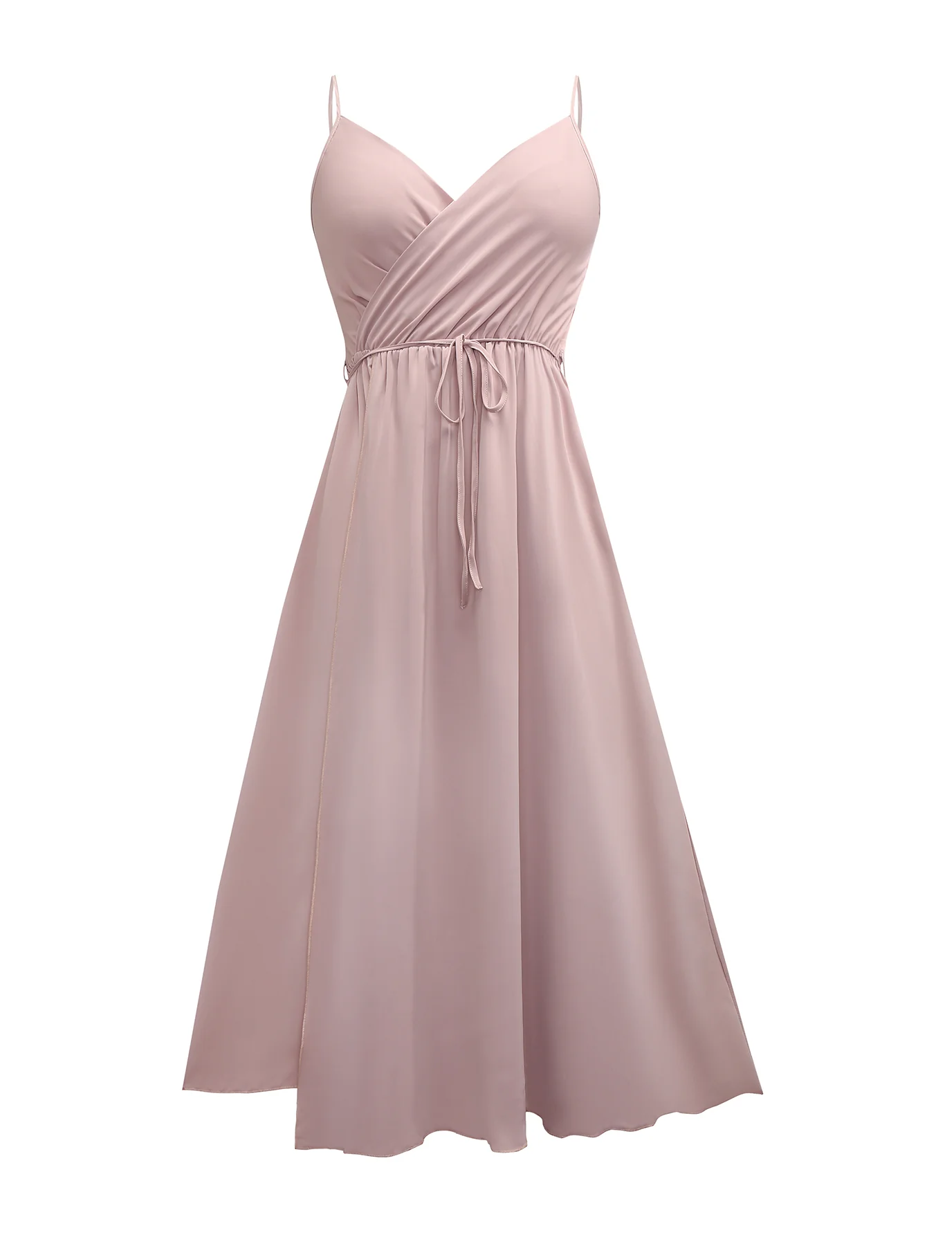 Pink High Slit Wrap Maxi Dress - Image 3