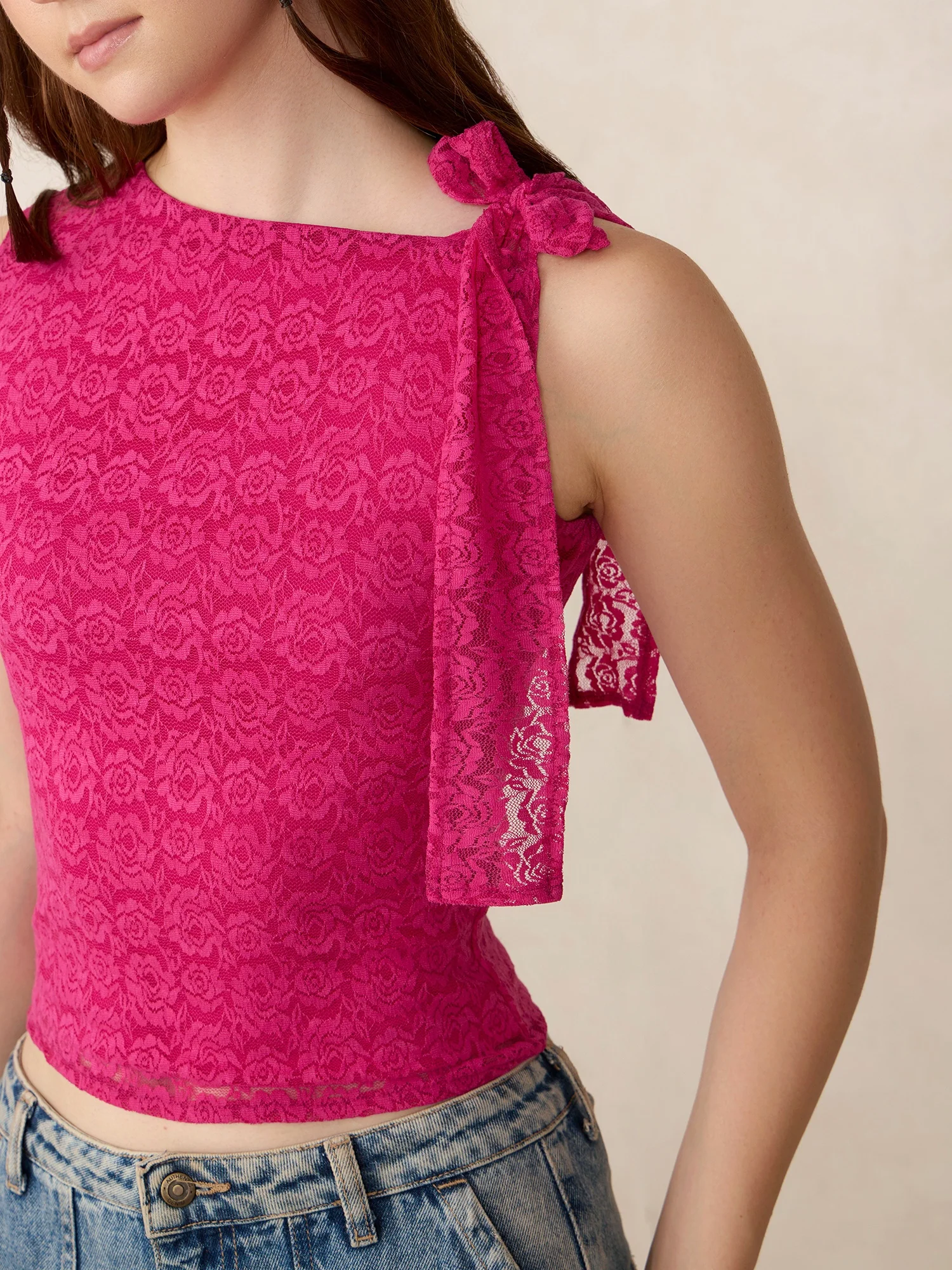 Pink Lace Tie Up Top - Image 6